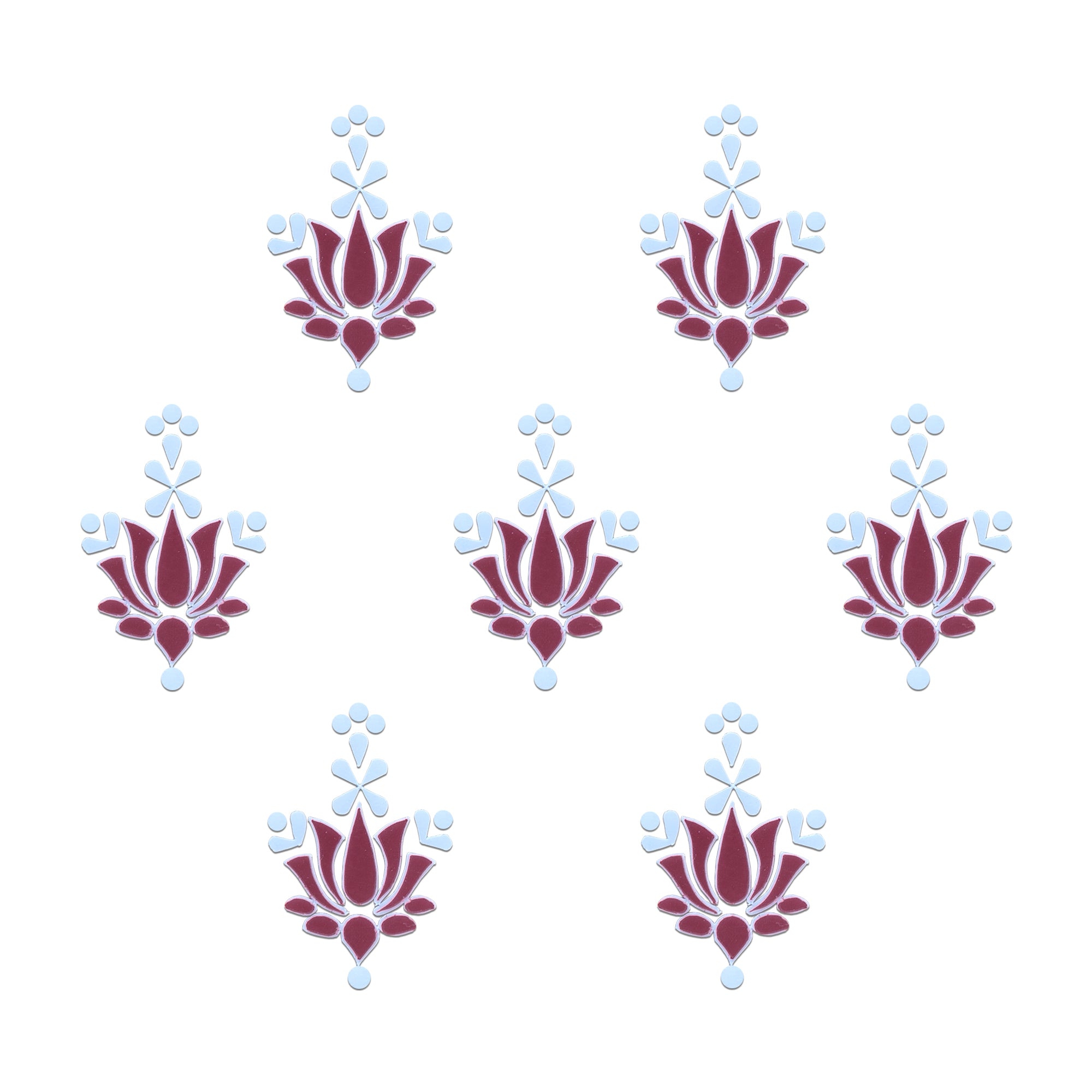 omet Busters Lotus bloom designer bindis with red and white floral detailing
