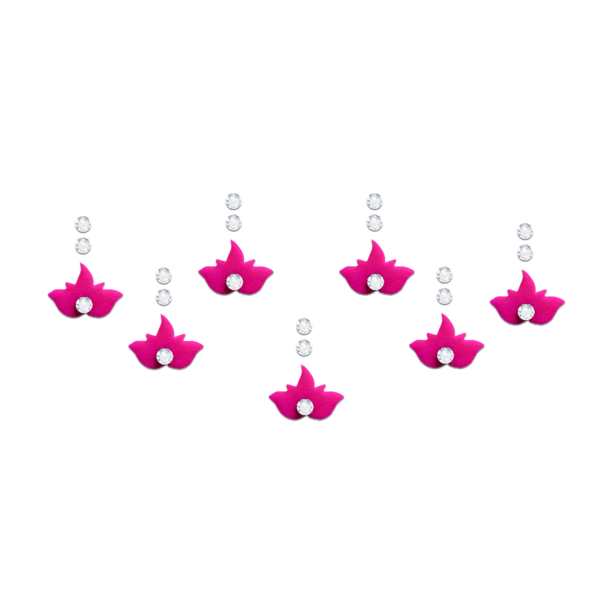 Comet Busters lotus designer bindis featuring elegant purple lotus-inspired motifs with sparkling white crystal stones, perfect for festive celebrations, traditional Indian attire, ethnic fashion styling, devotional looks, and graceful everyday wear.