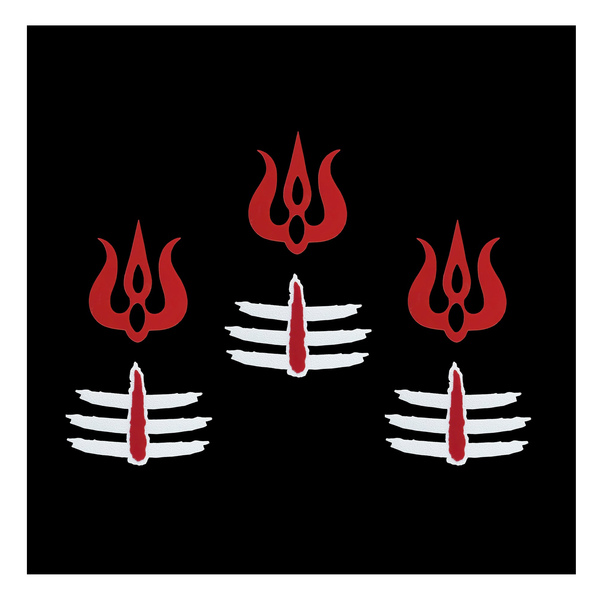 Comet Busters Mahakal Tripund Trishul Bindi pack featuring red Trishul and white Tripund forehead stickers