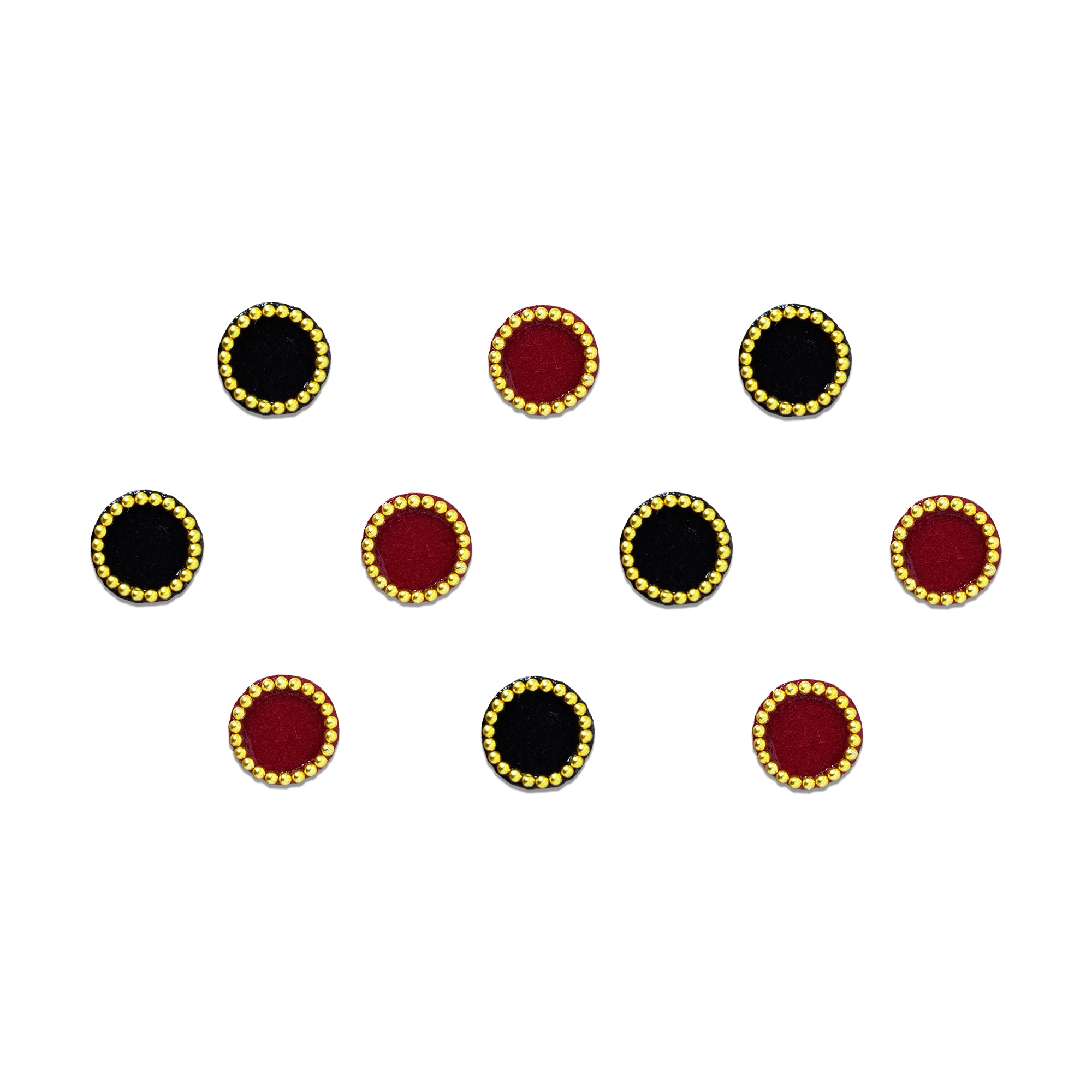 Comet Busters® Black, Maroon Round – Velvet, Shiny Beads – Handcrafted, Reusable & Skin-Friendly Bindis for Casual Wear (6mm) – Forehead Bindi Stickers for Women & Girls
