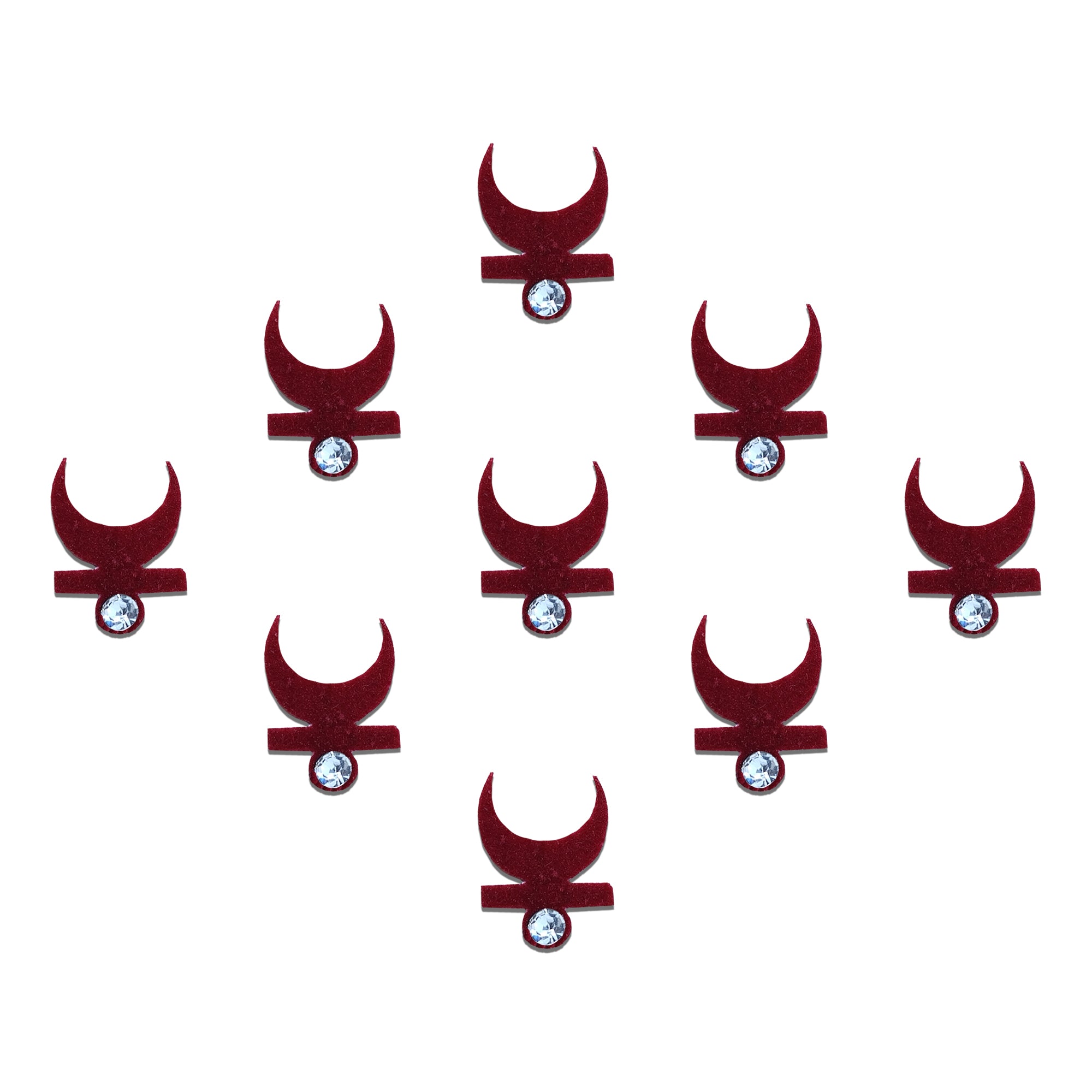 Comet Busters® Maroon Moon Classic Bindis – Handcrafted, Reusable, Skin-Safe Indian Forehead Stickers for Women