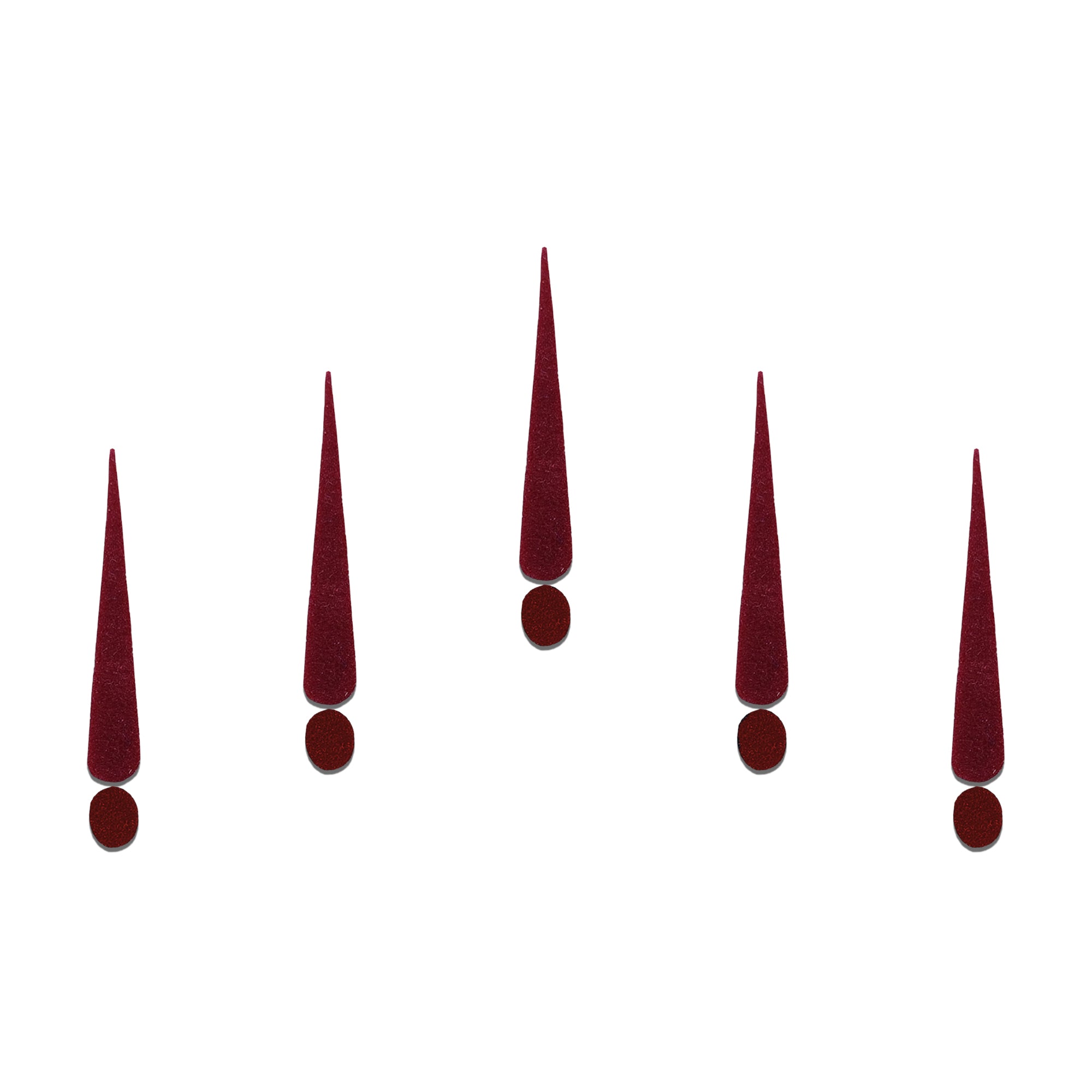 Comet Busters Maroon Long Drop Velvet Bindi featuring a sleek elongated maroon velvet teardrop design paired with a small matching round velvet dot, self-adhesive traditional designer bindi for women and girls, perfect for weddings, festivals, Navratri, religious ceremonies, cultural events, and elegant ethnic or fusion styling.