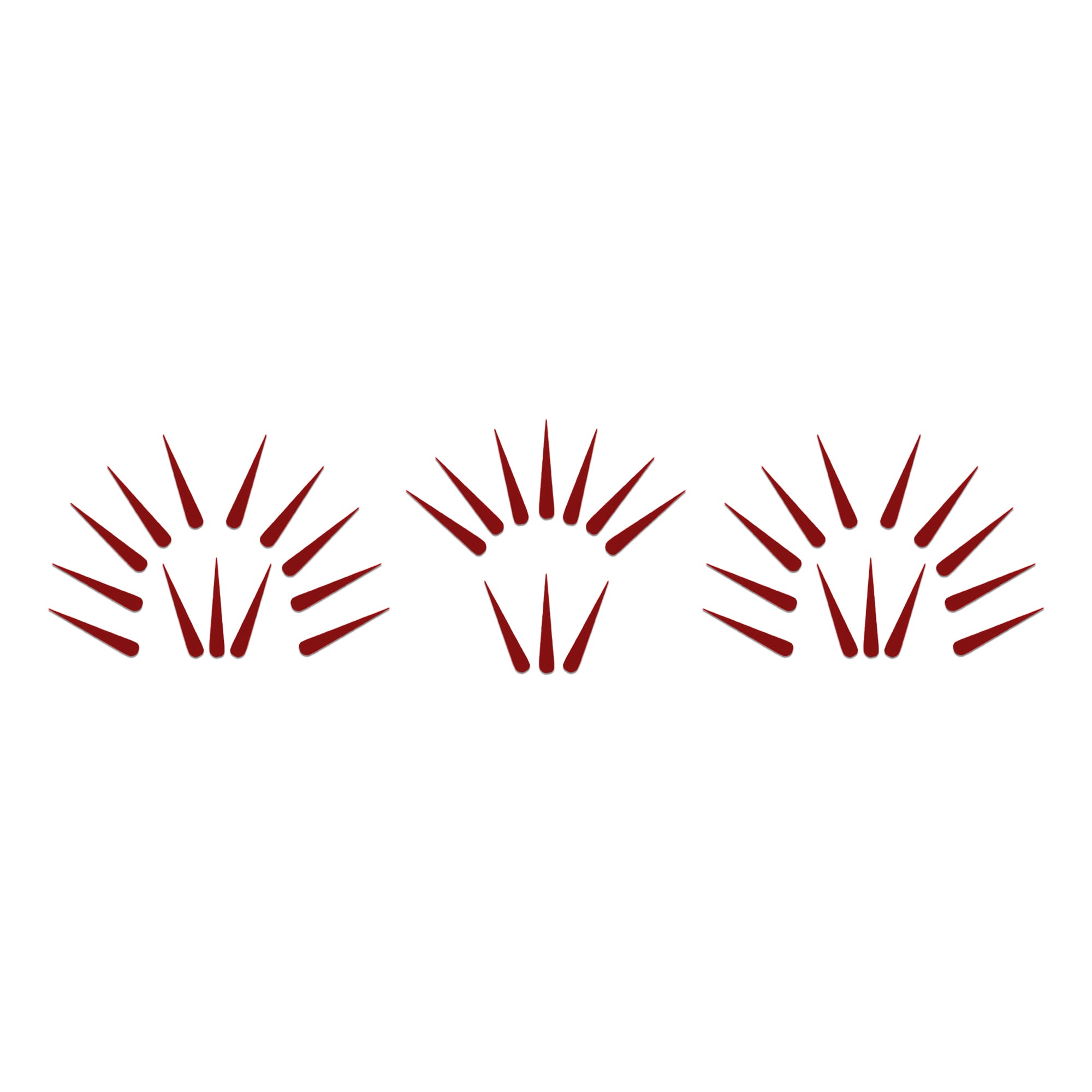 Comet Busters Maroon long drop tilak bindis featuring sleek elongated shapes in assorted sizes for traditional, festive, devotional, and ethnic forehead styling.