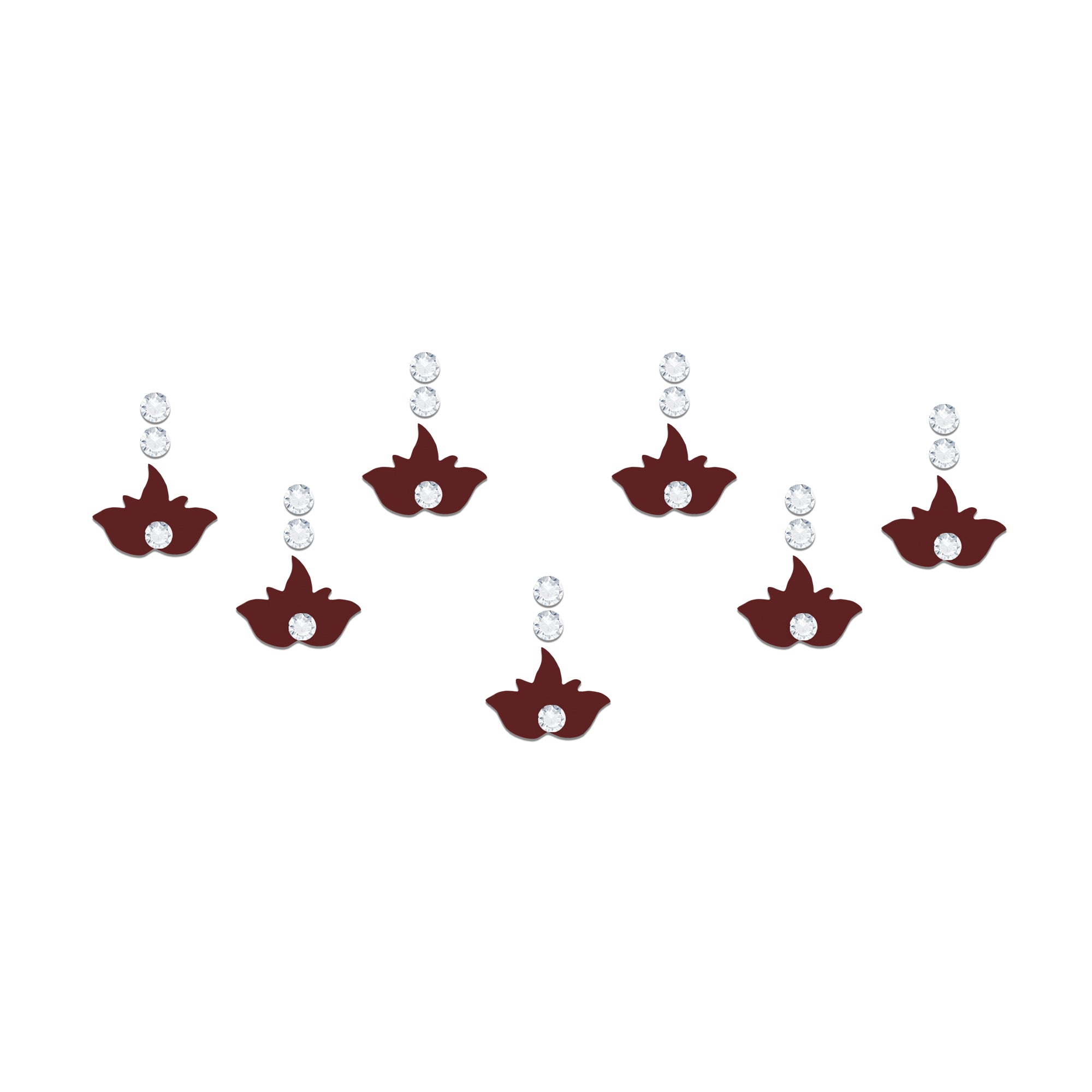 Comet Busters black lotus designer bindis with sparkling white stone accents and elegant dual-stone detailing for ethnic wear, festive styling, traditional occasions, and fusion fashion looks. Premium peel-and-stick floral bindis with a classy minimalist design.