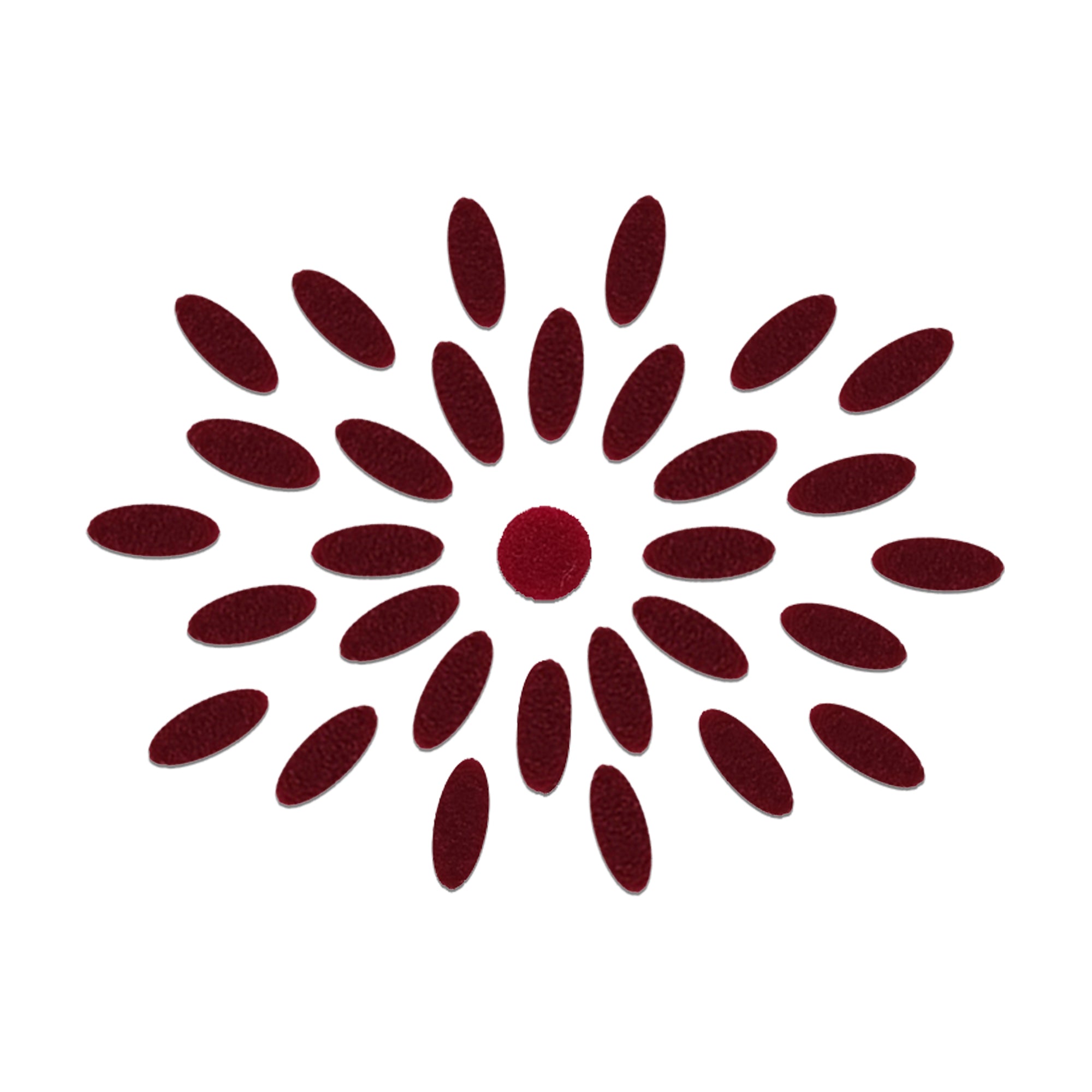 Comet Busters Maroon oval floral bindi set with center round bindi, traditional designer forehead stickers for women, ideal for Bharatanatyam, Kuchipudi, weddings, festivals, temple visits, cultural programs, and traditional Indian attire.