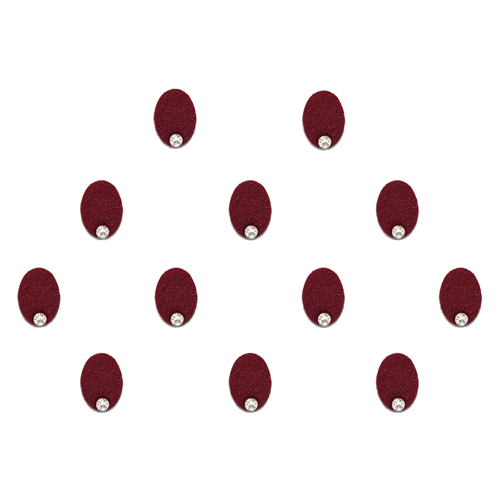 Comet Busters maroon oval velvet bindis with crystal stone