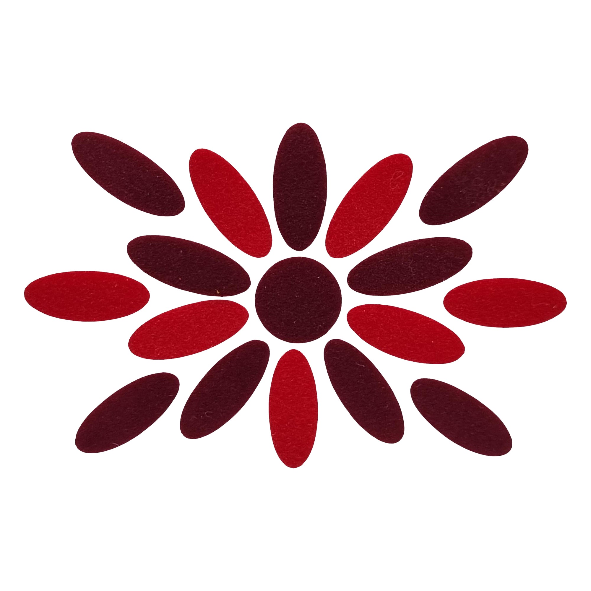 Comet Busters Maroon & Red oval floral bindi set with center round bindi, traditional designer forehead stickers for women, ideal for Bharatanatyam, Kuchipudi, weddings, festivals, temple visits, cultural programs, and traditional Indian attire.