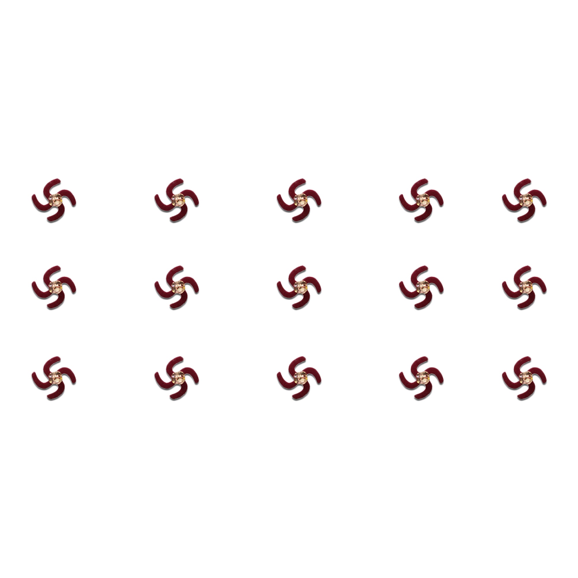 Comet Busters Maroon Swastik designer bindis featuring a sacred Swastik symbol with a sparkling crystal center, self-adhesive spiritual bindis for women and girls.