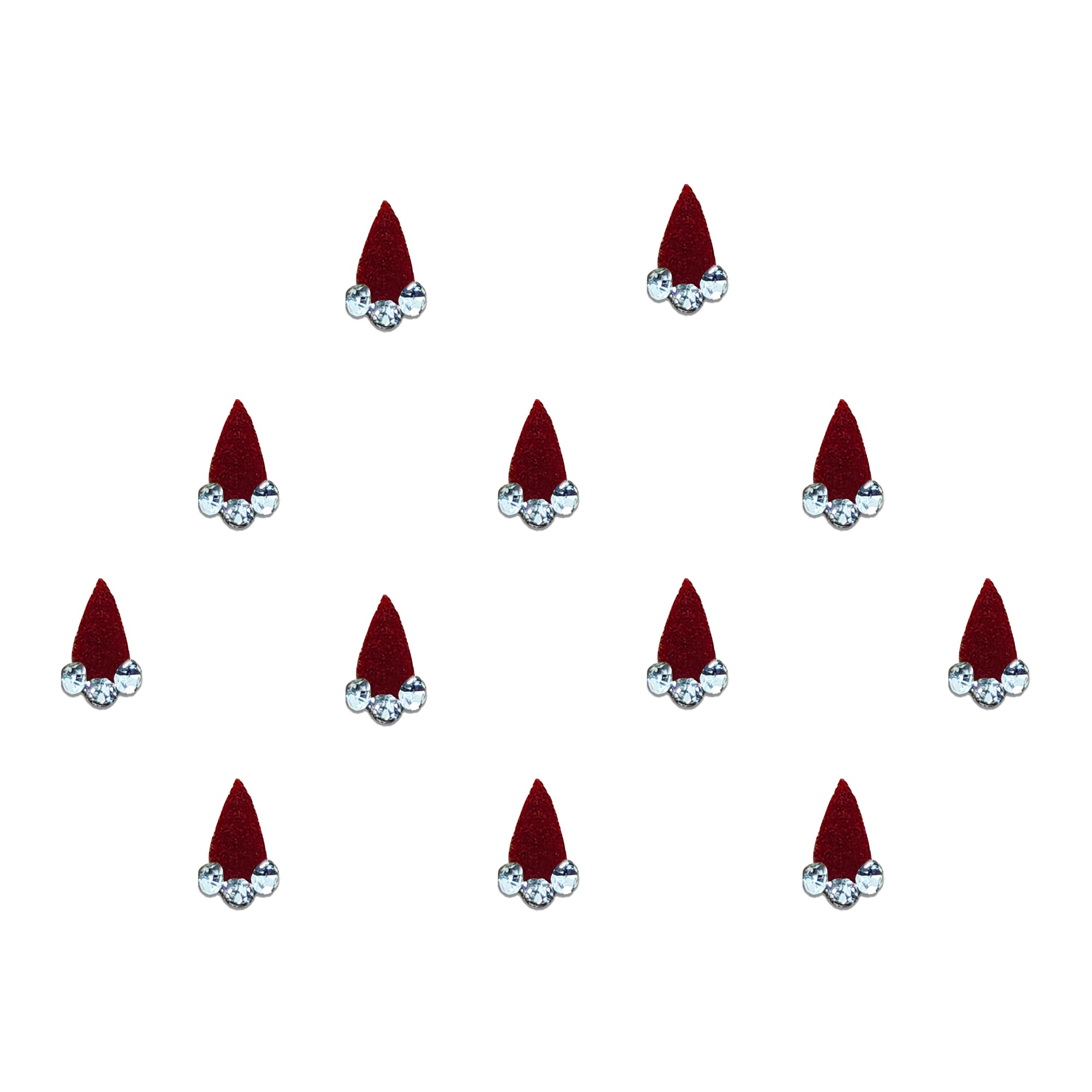 Comet Busters Fashionable Maroon Tear Drop Bindis With Stone 
