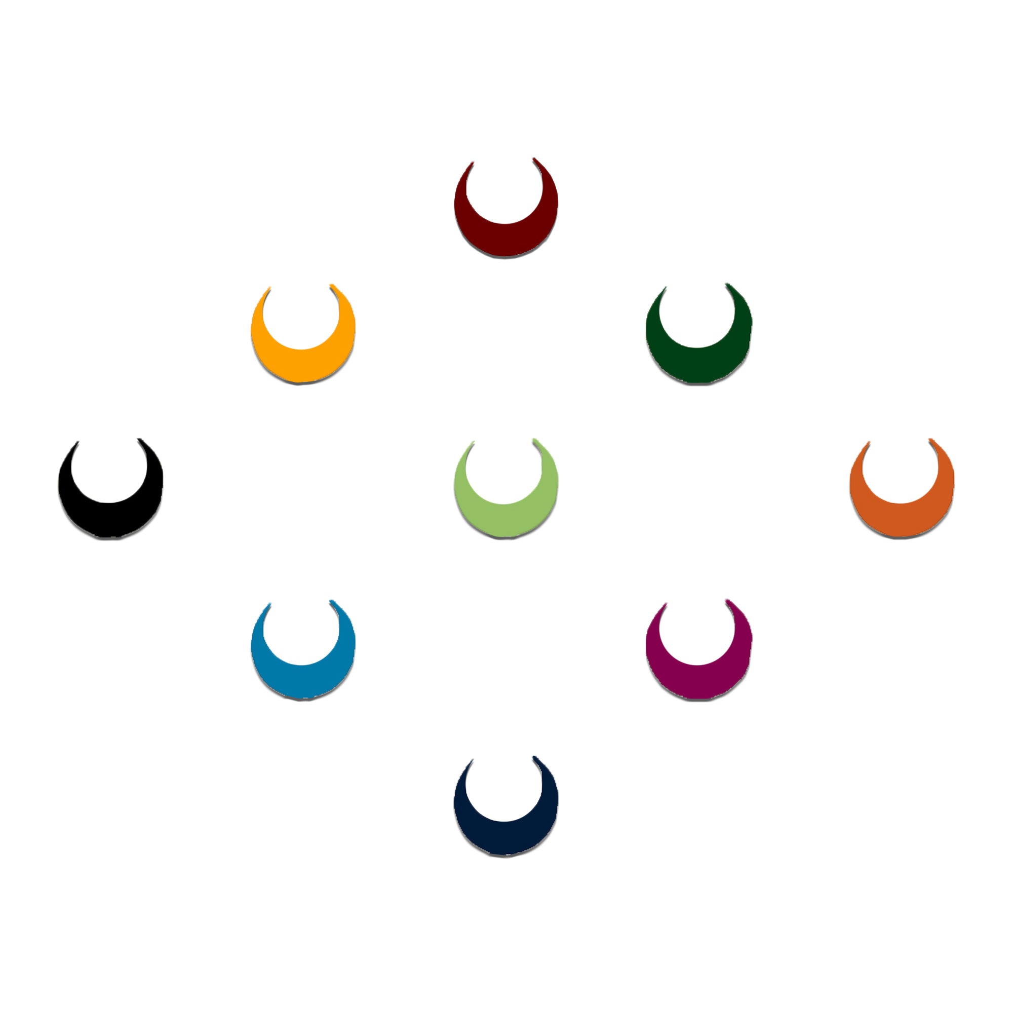 Comet Busters multicolor crescent bindi featuring elegant moon-shaped designs in assorted colors with a sparkling crystal accent, ideal for festive and ethnic wear.