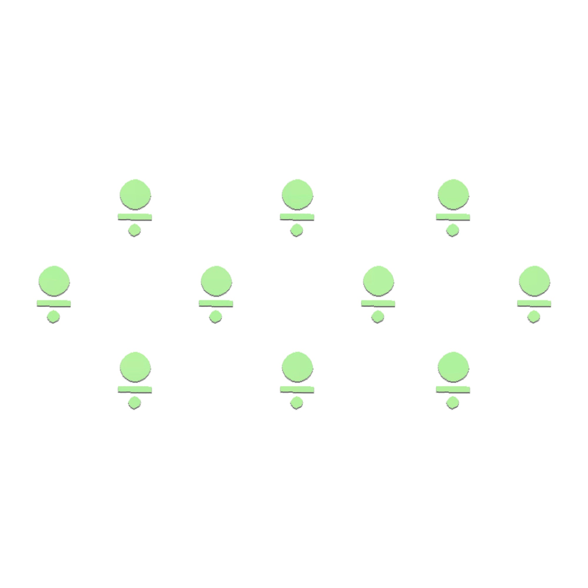 Comet Busters mint green minimalist bindi featuring a round dot, horizontal line, and small diamond accent in a clean geometric design.