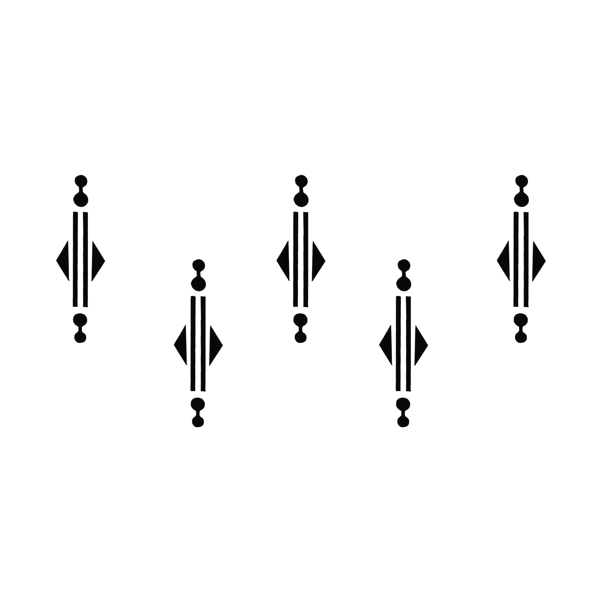 Comet Busters Tribal Line Arrow Black Bindi featuring a minimalist matte black geometric design with dual vertical lines, side arrow accents, and rounded dot details. Self-adhesive designer bindis for women and girls, ideal for daily wear, festive celebrations, Navratri, Diwali, weddings, temple visits, cultural events, classical dance performances, and Indo-western ethnic fashion.