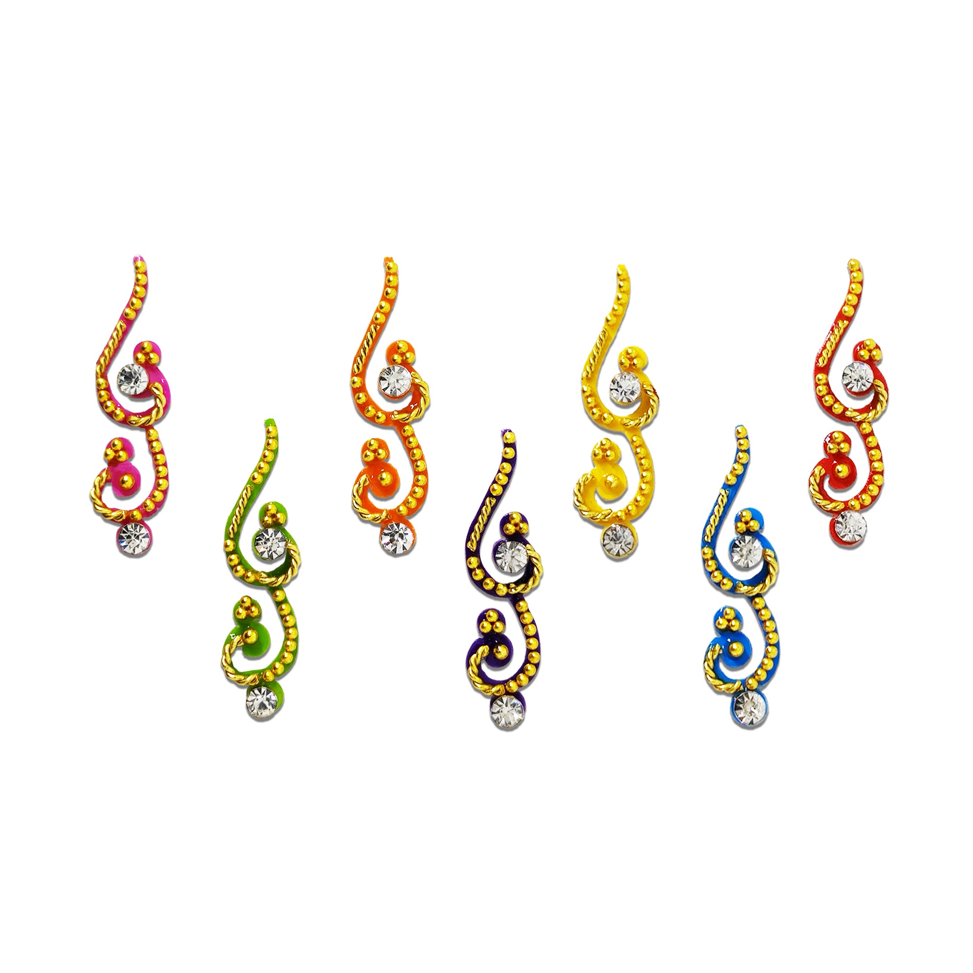 Comet Busters® Multicolor Artistic Bridal Bindis – Handcrafted, Reusable, Skin-Safe Indian Forehead Stickers for Women