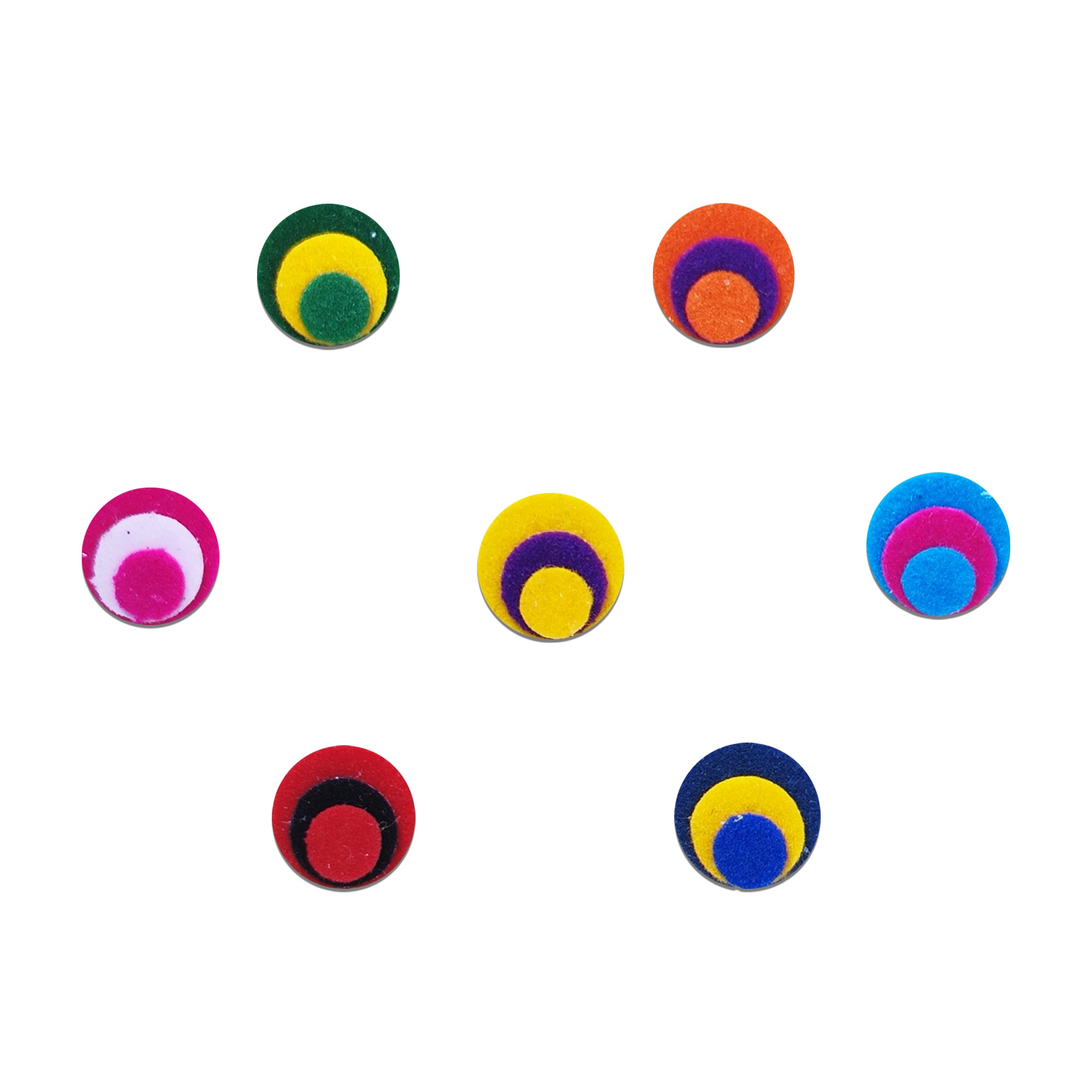 Comet Busters® Multicolor Round Classic Bindis – Handcrafted, Reusable, Skin-Safe Indian Forehead Stickers for Women
