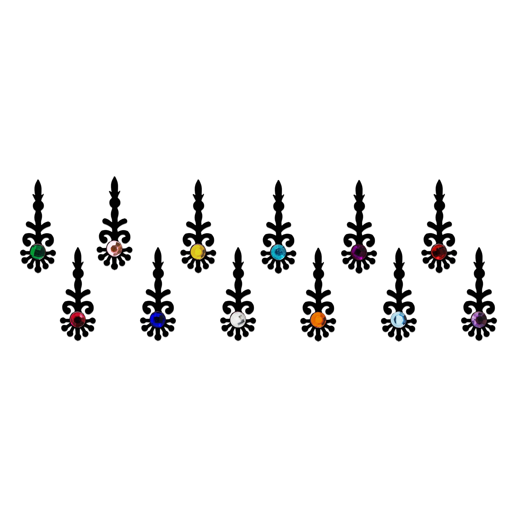 Comet Busters Multicolor crystal ornamental designer self-adhesive bindi for women and girls.