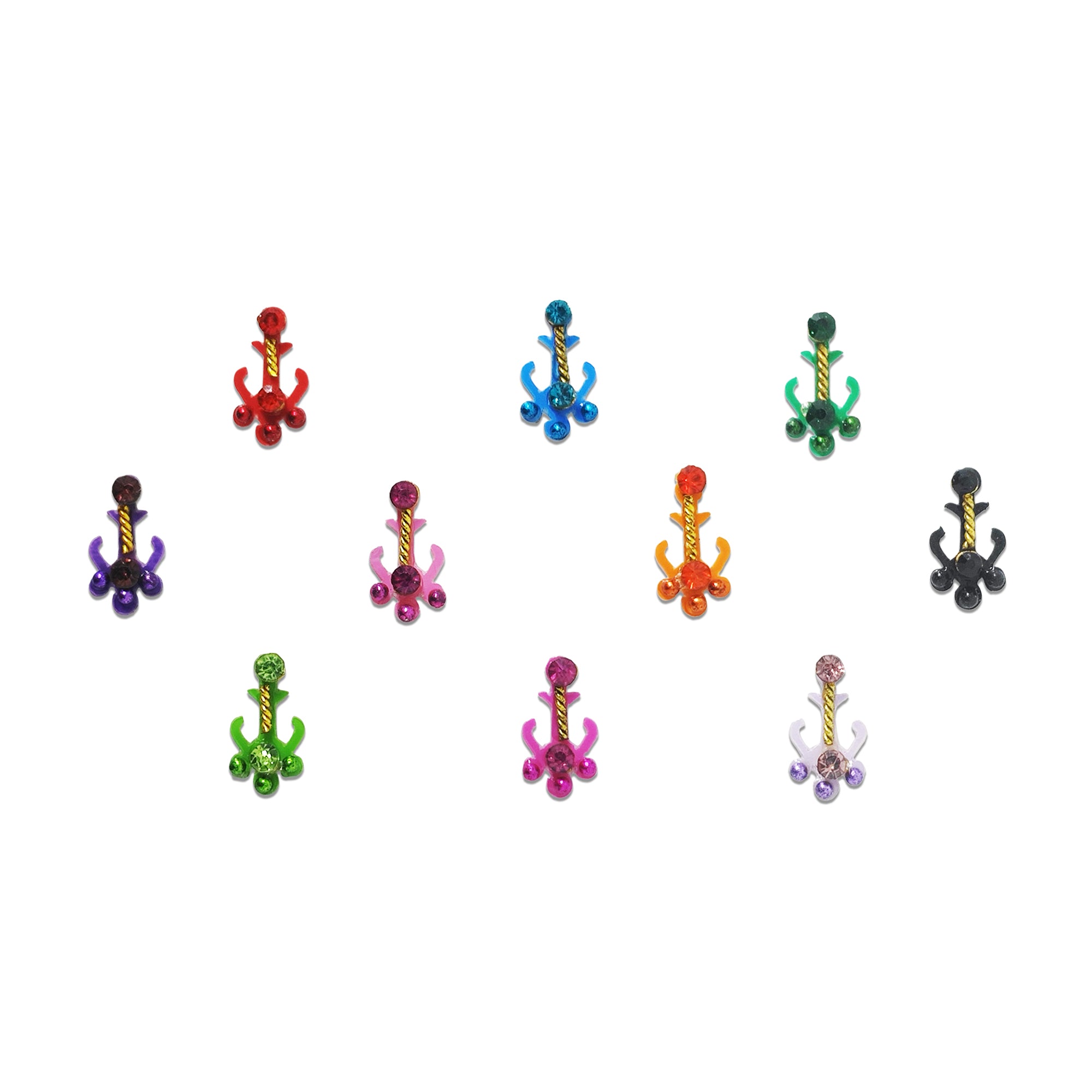 Comet Busters® Multicolor Artistic Abstract Bindis – Diamond, Shiny Beads – Handcrafted, Reusable & Skin-Friendly Bindis for Bridal Wear (10mm) – Forehead Bindi Stickers for Women & Girls 