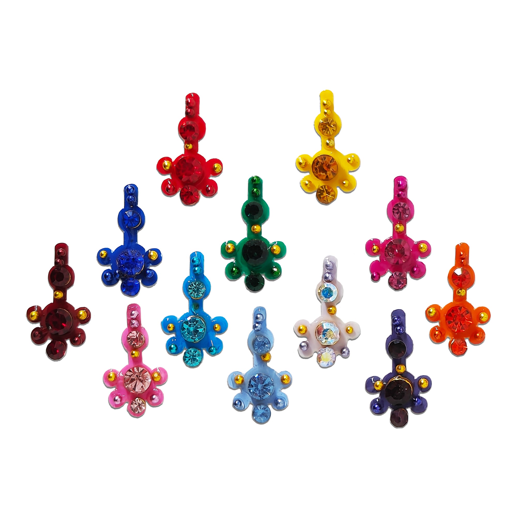 Comet Busters® Multicolor Artistic Bridal Bindis – Handcrafted, Reusable, Skin-Safe Indian Forehead Stickers for Women