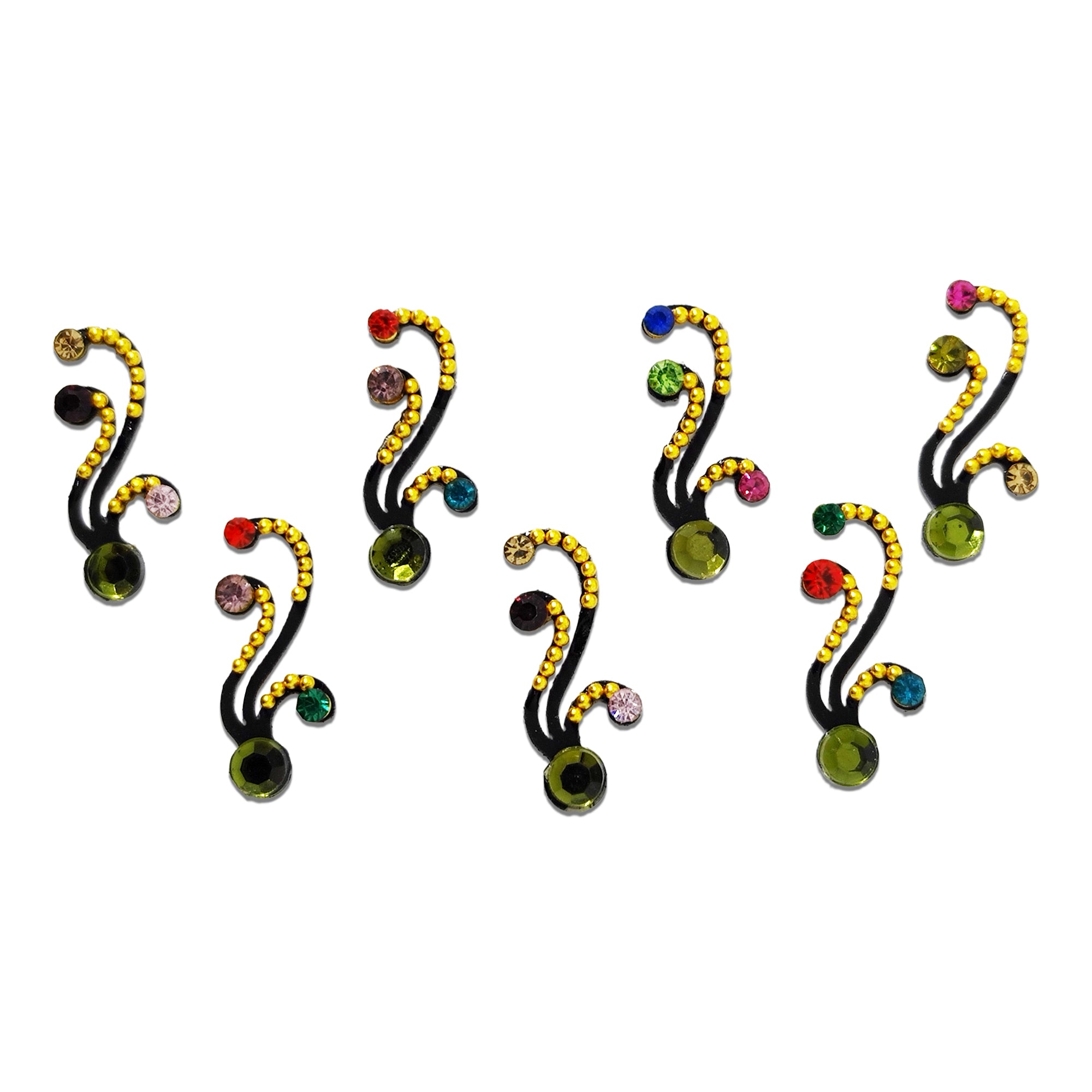 Comet Busters® Multicolor Artistic Bridal Bindis – Handcrafted, Reusable, Skin-Safe Indian Forehead Stickers for Women