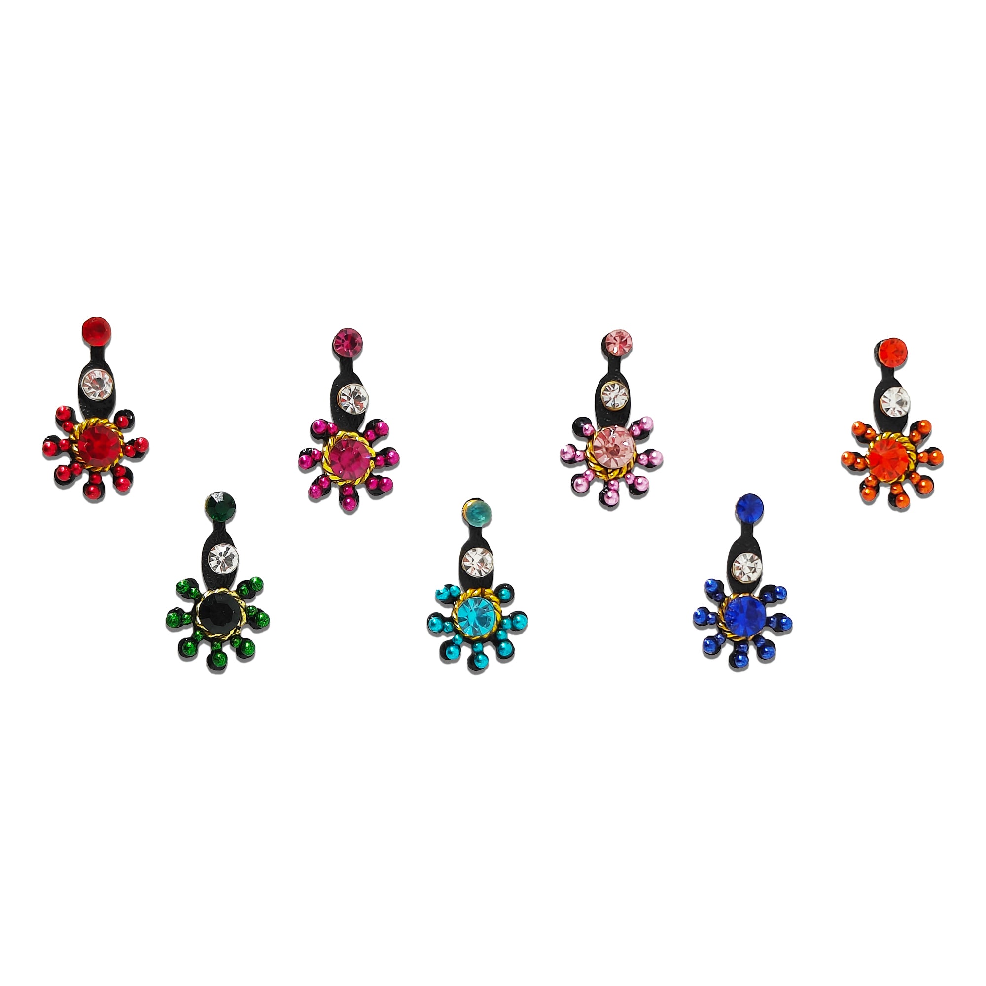 Comet Busters® Multicolor Artistic Bridal Bindis – Handcrafted, Reusable, Skin-Safe Indian Forehead Stickers for Women