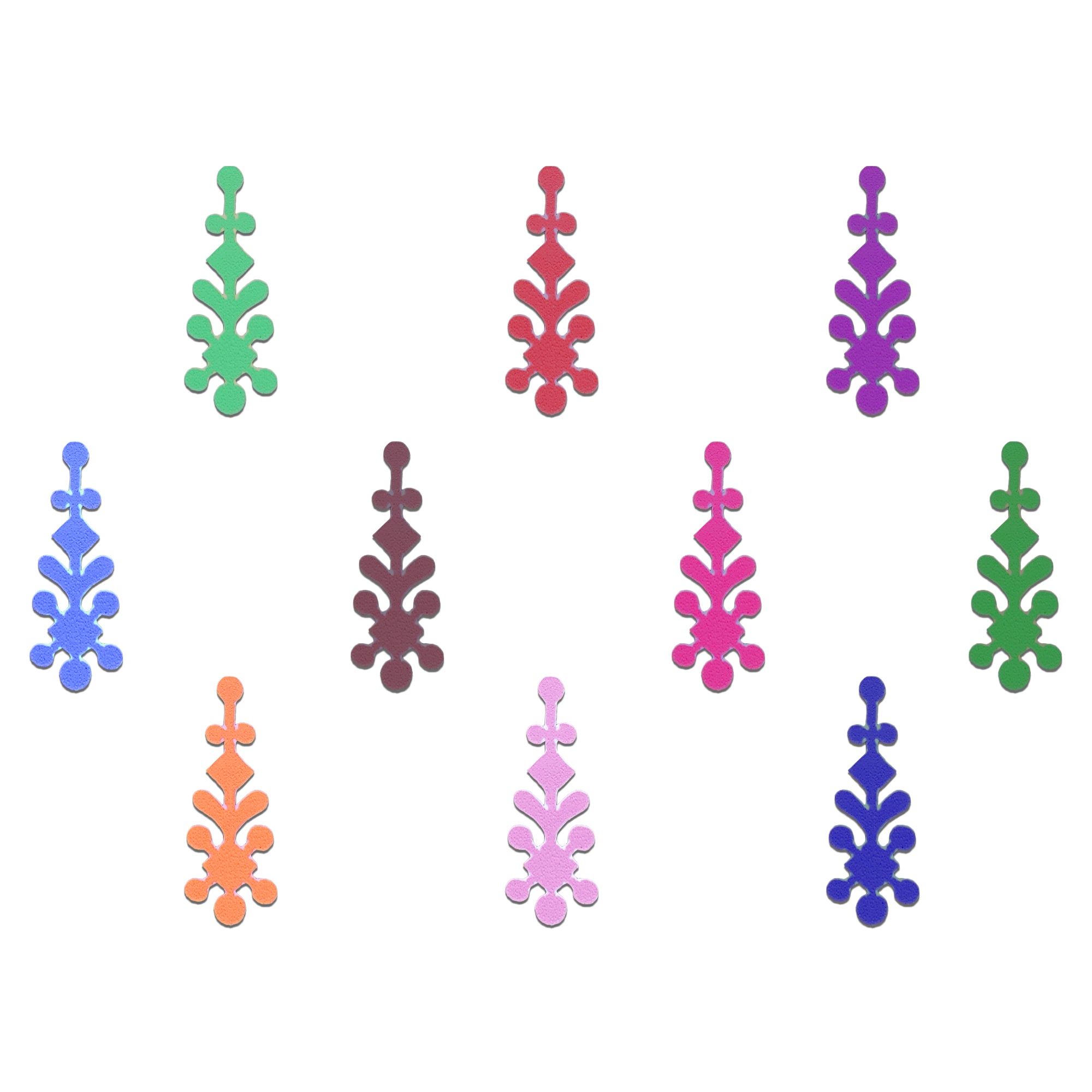 Comet Busters Multicolor Heritage Floral Designer Bindi sheet featuring reusable decorative bindis in mint green, coral red, purple, blue, pink, peach, brown, and green. Traditional floral-inspired self-adhesive forehead stickers for women and girls, perfect for festivals, weddings, cultural events, temple visits, and ethnic wear.