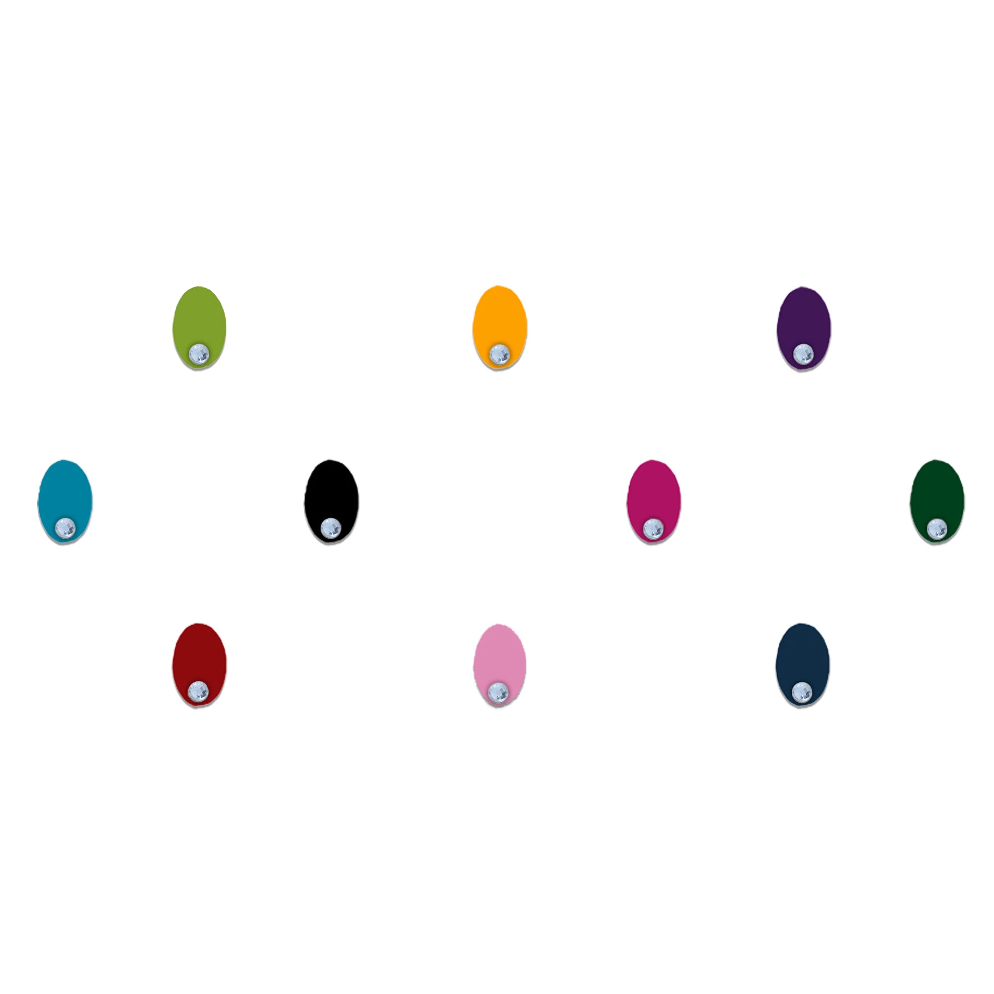 Comet Busters Multicolor Oval Stone Velvet Bindis featuring elegant oval-shaped velvet bindis adorned with a single sparkling crystal stone. Available in turquoise, black, purple, lime green, pink, yellow, dark green, light pink, orange, lavender, navy blue, and red shades. Reusable designer bindis for women and girls, perfect for festive occasions, weddings, parties, cultural events, and everyday ethnic styling.