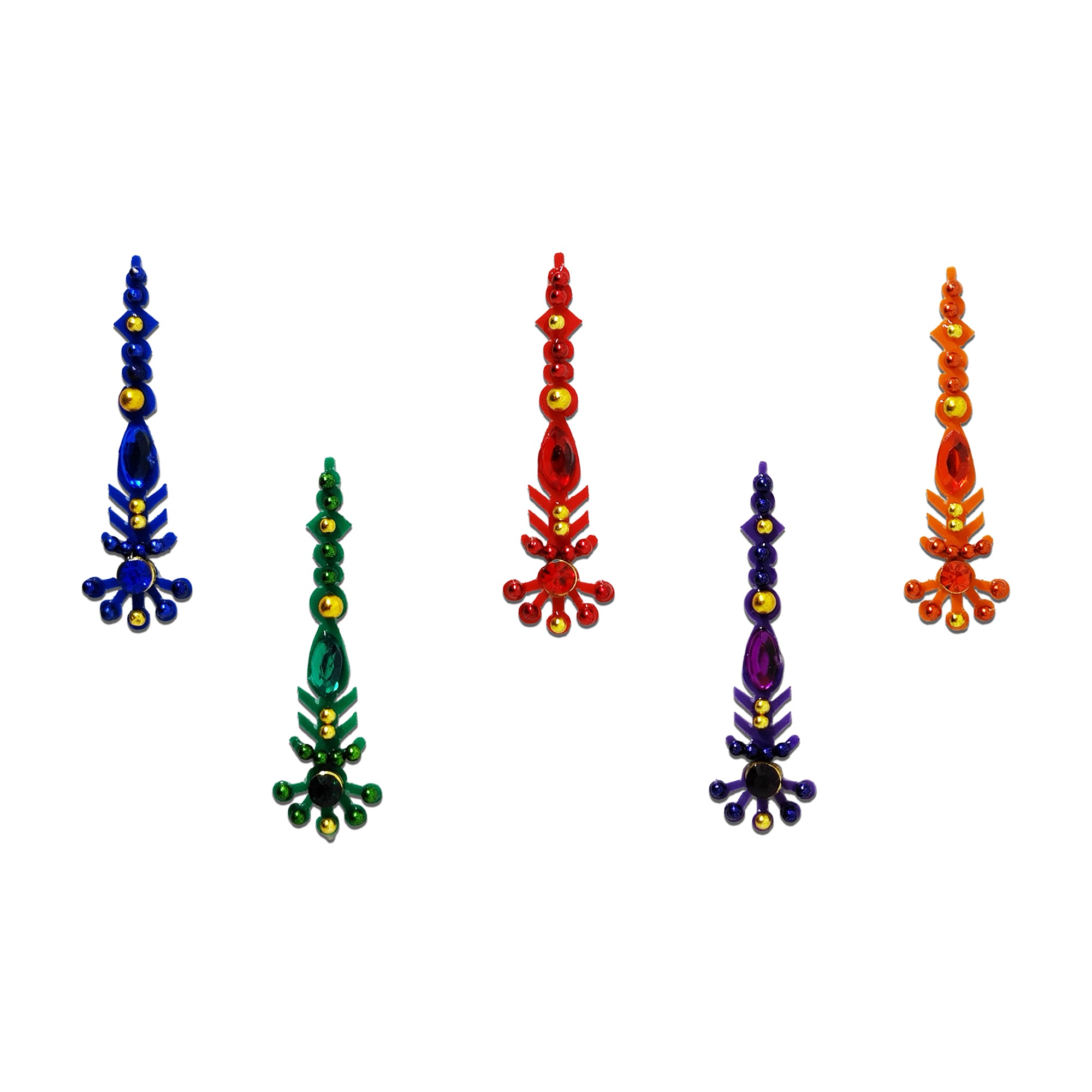 Comet Busters Multicolor Royal Stone Designer Bindis for Women and Girls Featuring Crystal Studded Traditional Drop Pattern