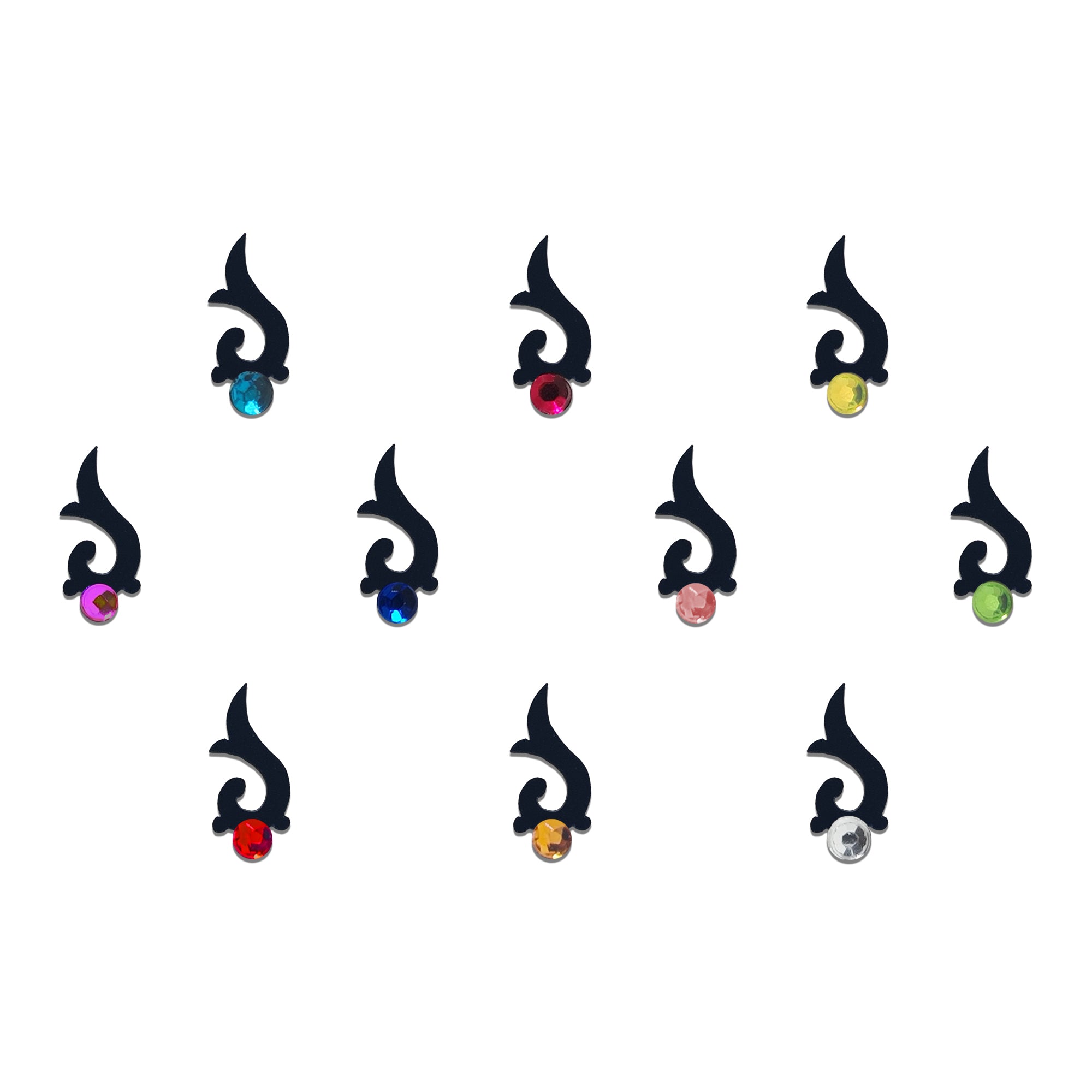Comet Busters® Black Artistic Designer Bindis – Handcrafted, Reusable, Skin-Safe Indian Forehead Stickers for Women