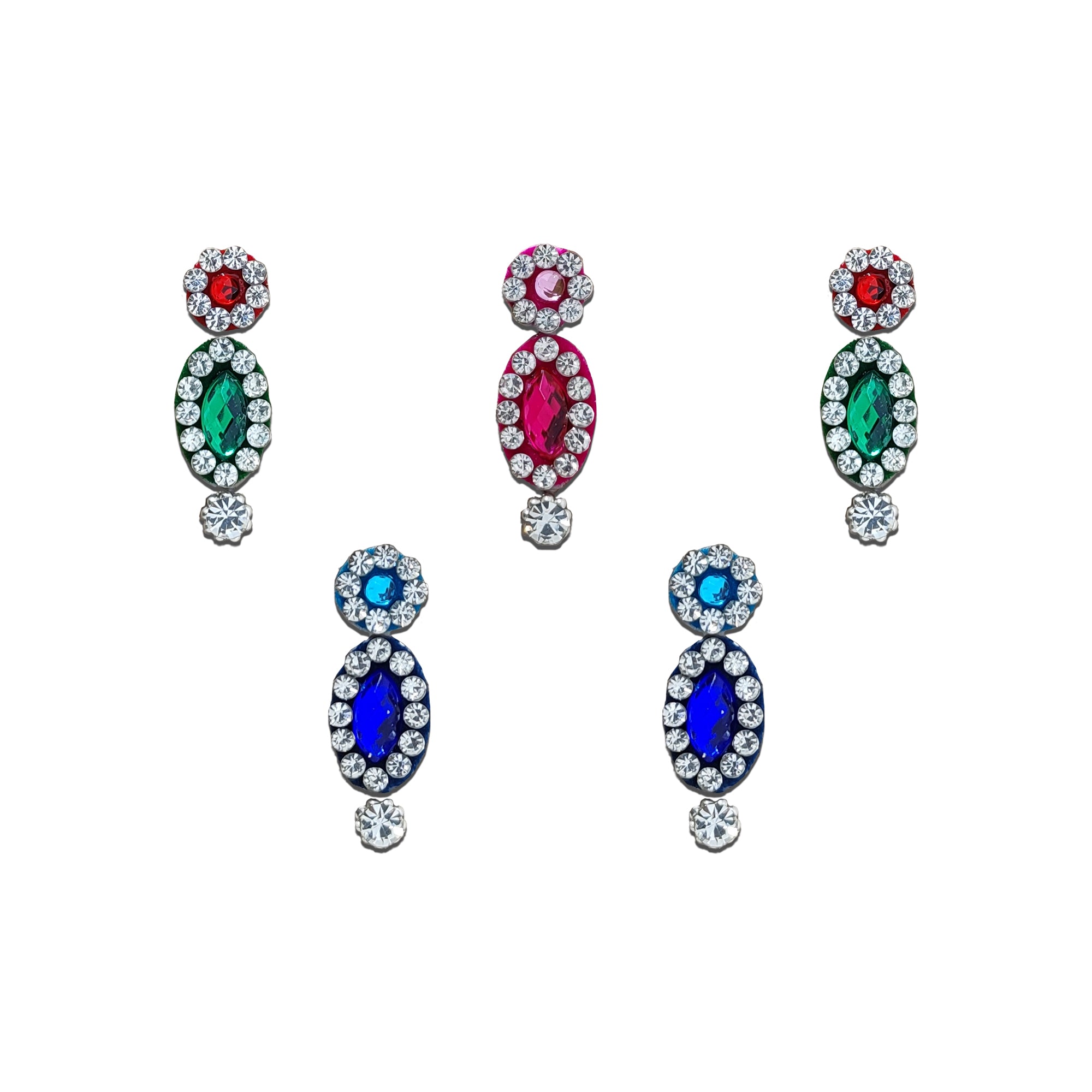 Comet Busters Multicolor Stone Designer Bindis with Crystal detailing