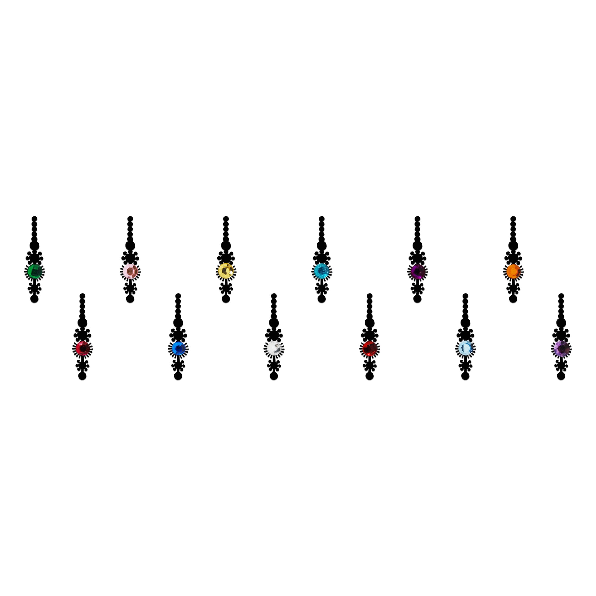 Comet Busters multicolor crystal ornamental self-adhesive designer bindi for women and girls.