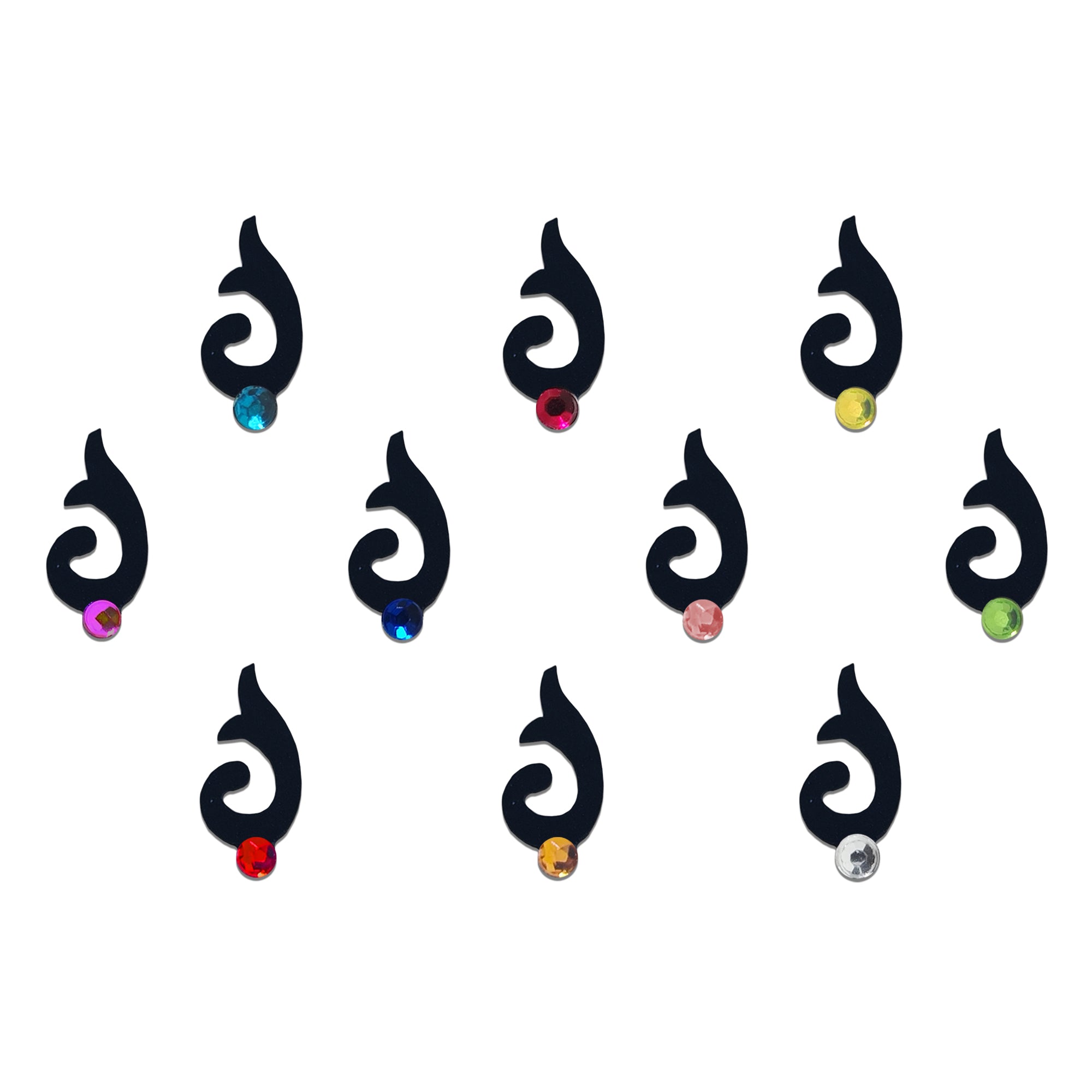 Comet Busters® Black Artistic Designer Bindis – Handcrafted, Reusable, Skin-Safe Indian Forehead Stickers for Women