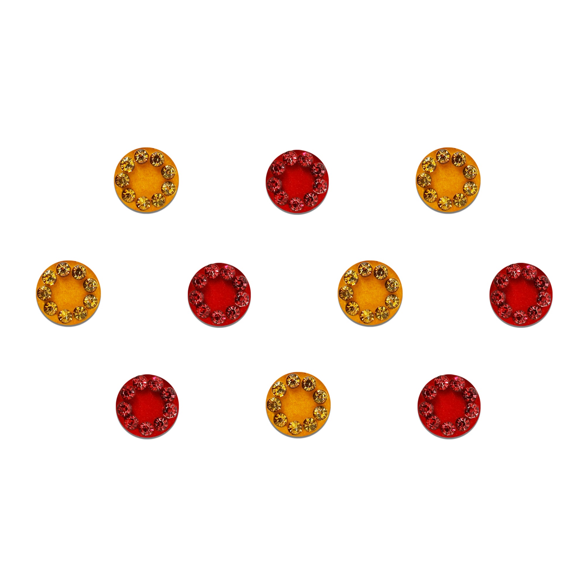 Comet Busters Multicolor Stone Ring Designer Velvet Bindis for Women & Girls
