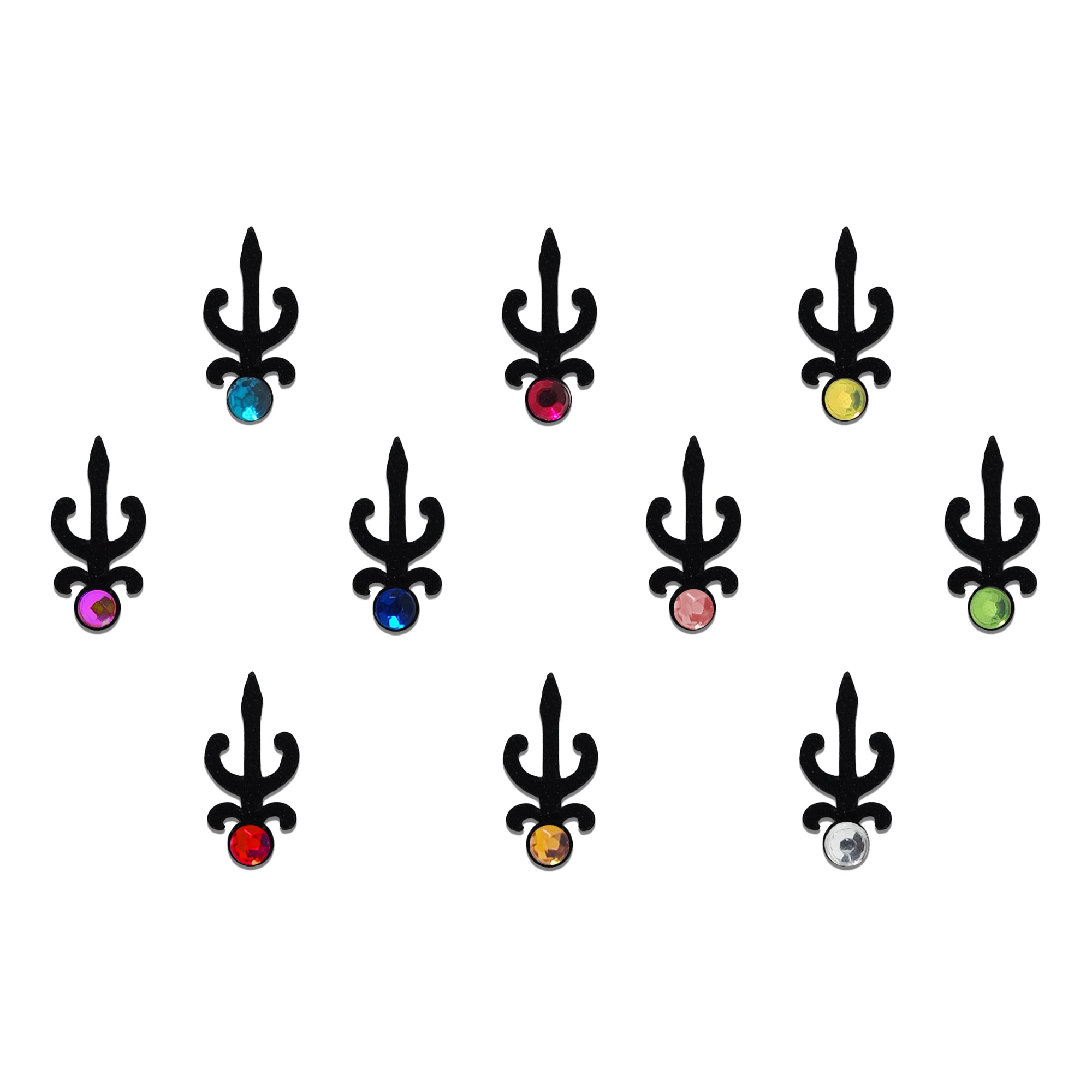 Comet Busters® Black Artistic Designer Bindis – Handcrafted, Reusable, Skin-Safe Indian Forehead Stickers for Women