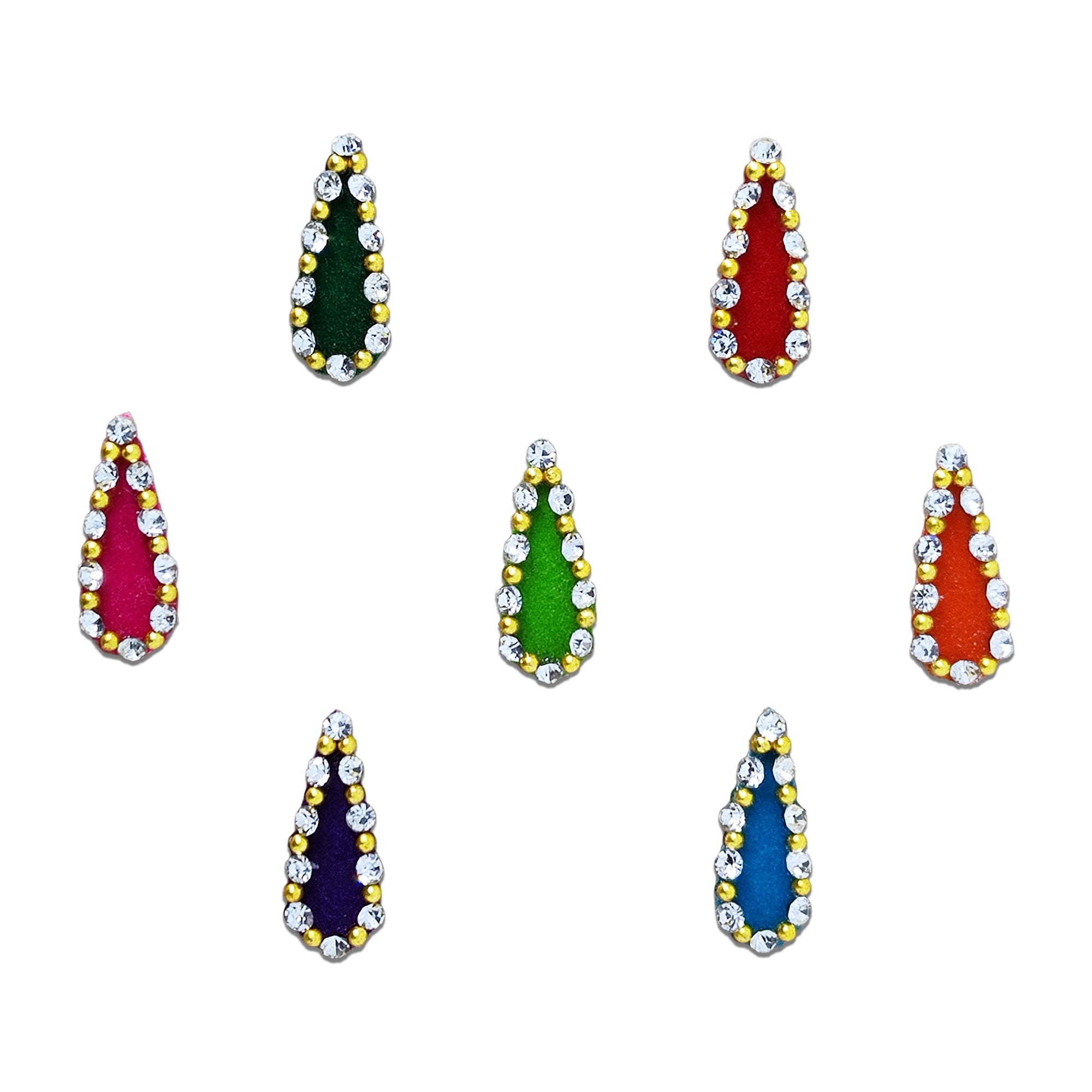Comet Busters® Multicolor Designer Bridal Bindis – Handcrafted, Reusable, Skin-Safe Indian Forehead Stickers for Women