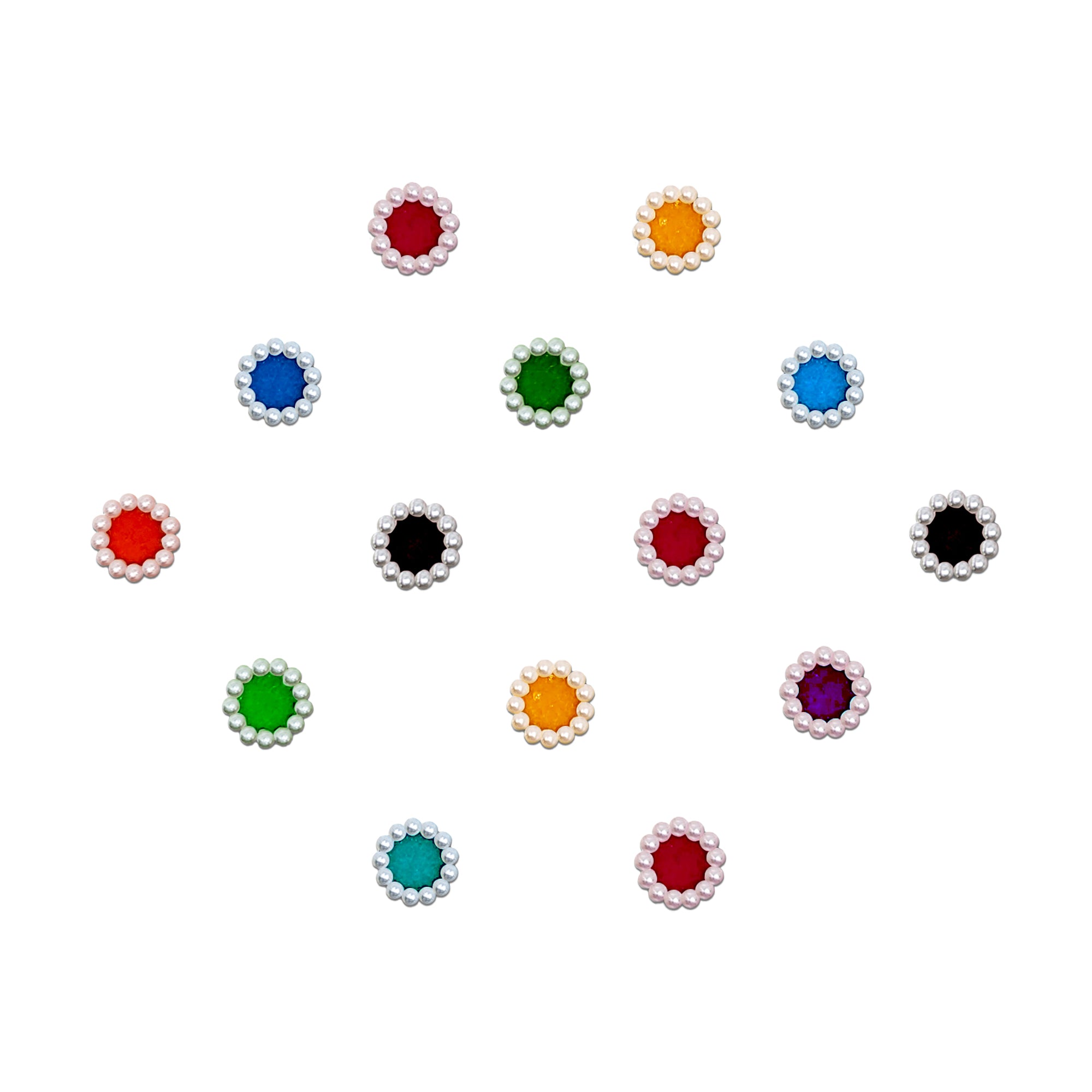 Comet Busters multicolor velvet round bindis featuring sparkling crystal stone accents for festive, traditional, and party wear.