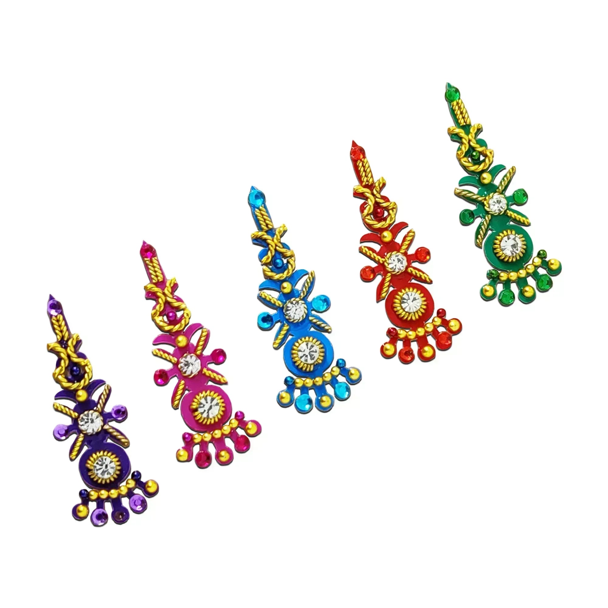 Comet Busters® Multicolor Artistic Bridal & Festive Bindis – Handcrafted, Reusable & Skin-Friendly (25mm) [BIN001] - Comet Busters