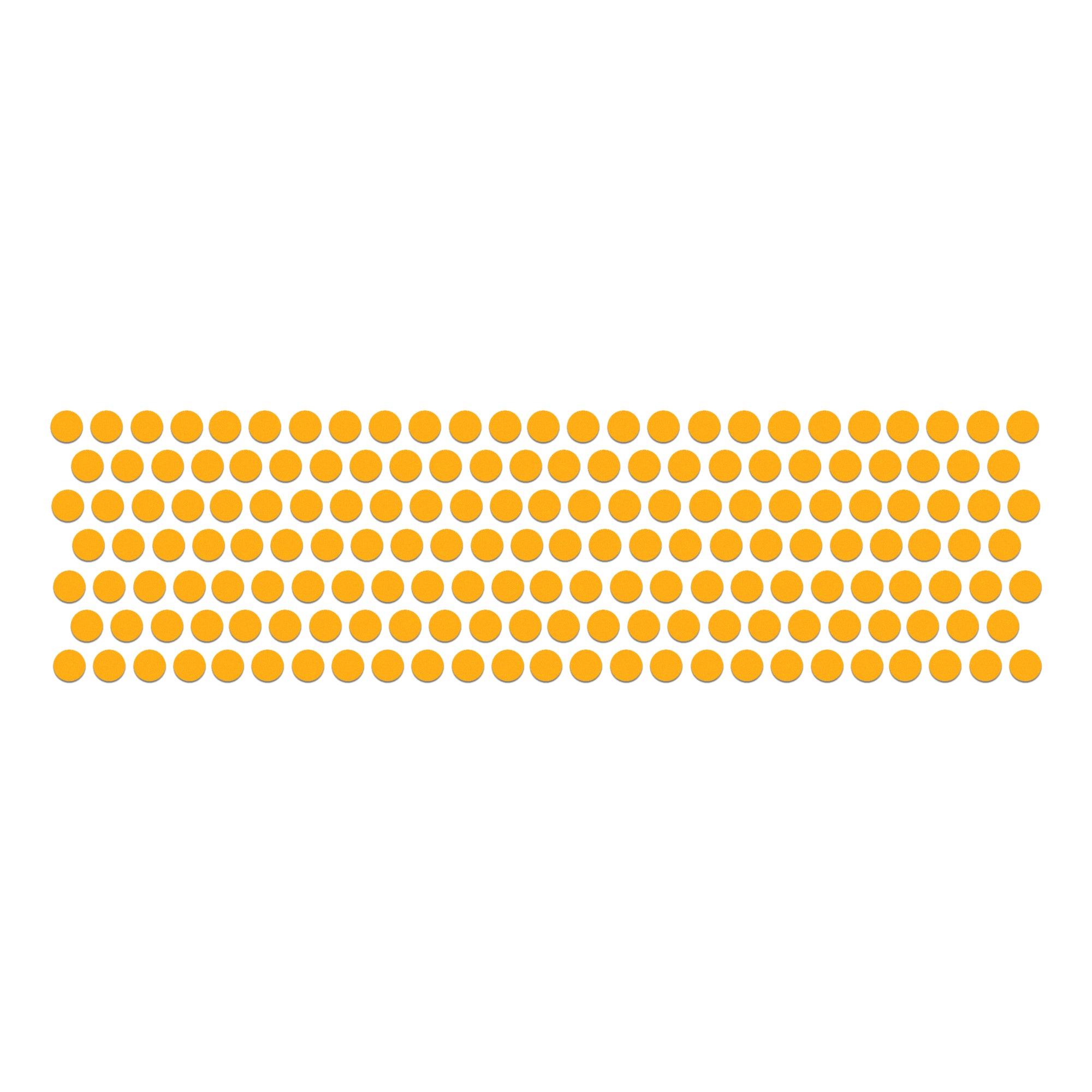 Comet Busters mini round mustard yellow bindis arranged in neat rows, featuring a classic plain dot design for traditional, festive, and everyday ethnic wear