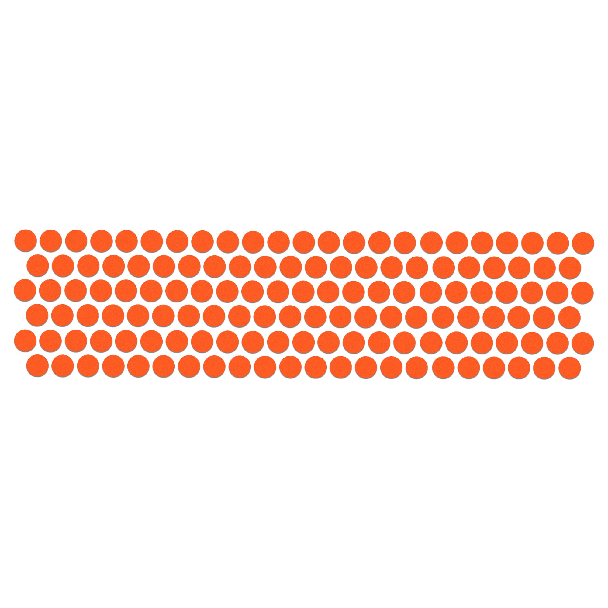 Comet Busters neon orange round velvet bindis featuring multiple small circular bindis in a bright orange shade arranged in neat rows on a light background, traditional self-adhesive everyday bindi set for women and girls.