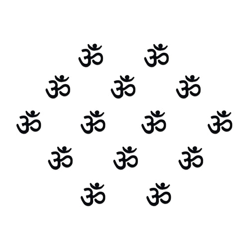 Black Om symbol designer bindi with elegant spiritual motif, stylish stick-on forehead accessory for traditional, festive, and devotional wear