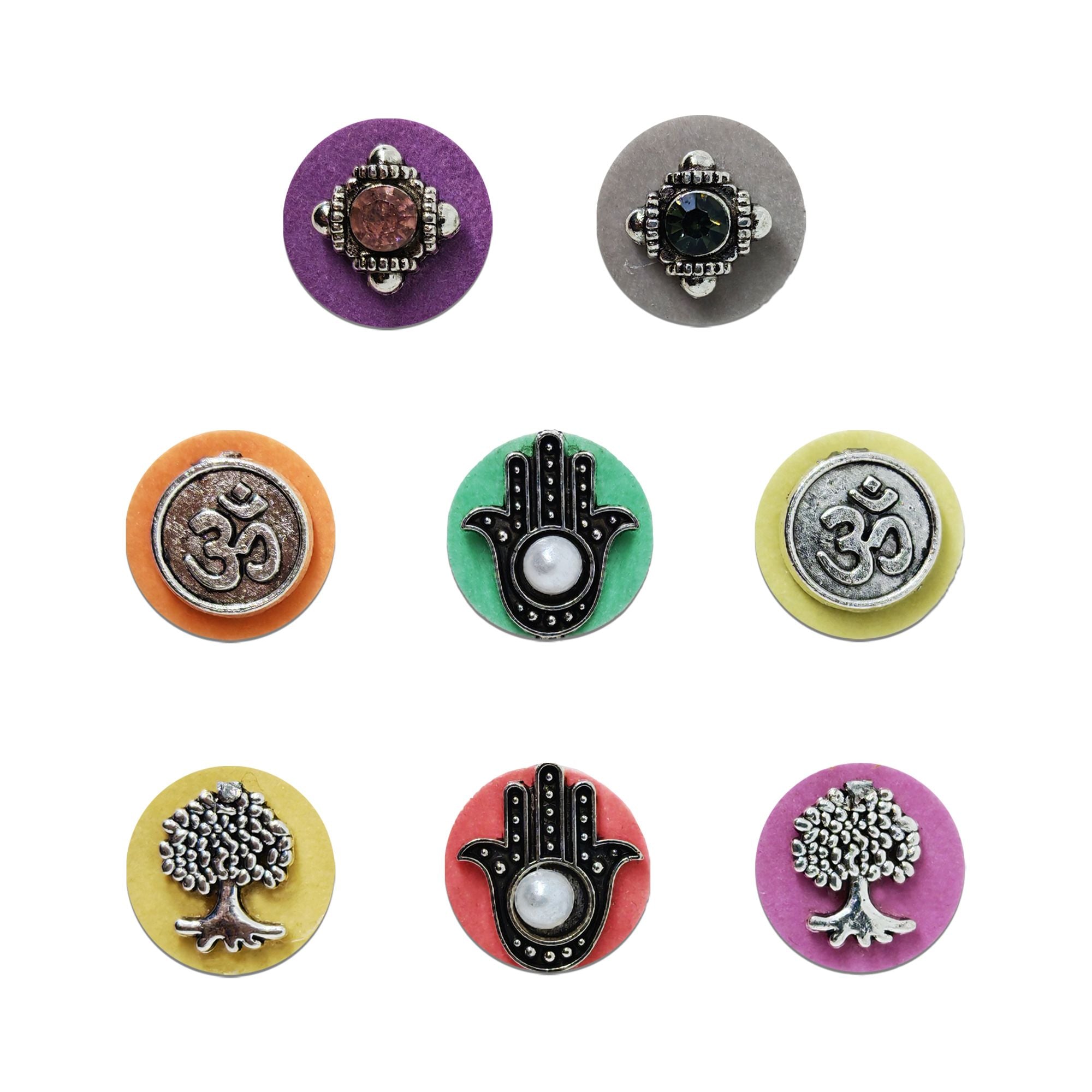 Indira by Comet Busters® Spiritual Silver Designer Bindi Collection | Premium Symbol Velvet Bindis for Women & Girls