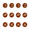 Indira Spiritual Bindis – Premium Designer Maroon Velvet Om Shree Swastik Bindis (13mm)-12 Round Bindis Forehead Stickers for Women & Girls (INDI021)
