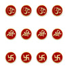 Indira Spiritual Bindis – Premium Designer Red Velvet Om Shree Swastik Bindis (13mm)-12 Round Bindis Forehead Stickers for Women & Girls (INDI022)