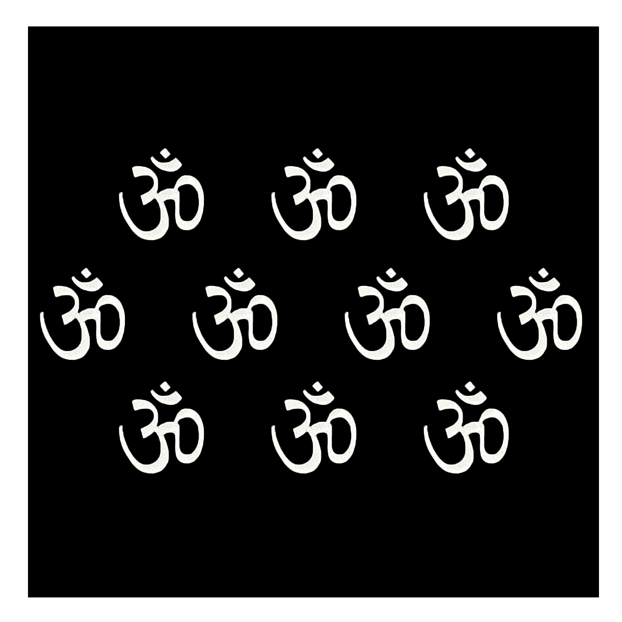 Comet Busters white Om symbol bindis featuring the sacred Aum (ॐ) design. Self-adhesive spiritual forehead stickers inspired by Hindu traditions, ideal for meditation, yoga, temple visits, religious ceremonies, festivals, and devotional wear.