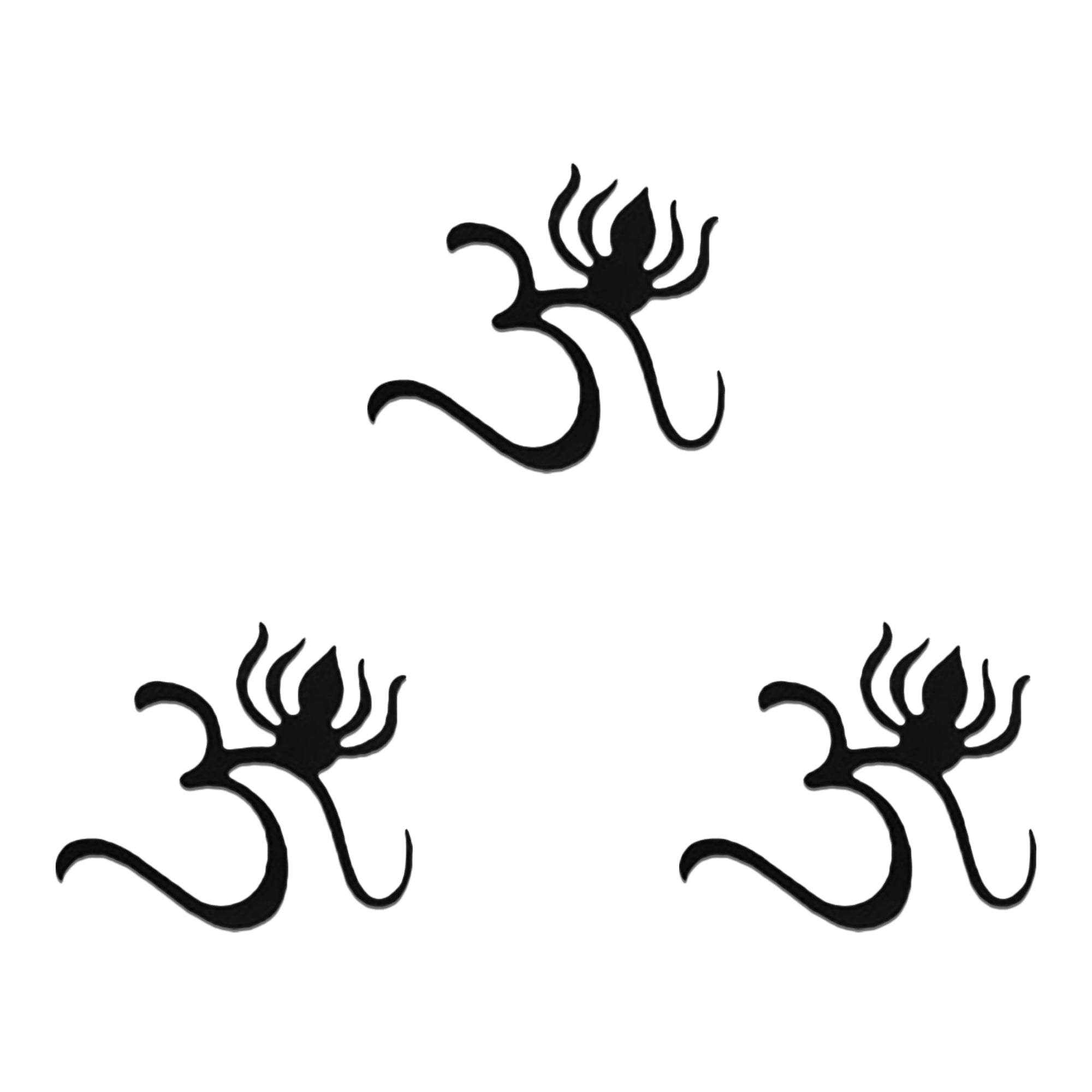 Comet Busters black Om swirl designer bindi set featuring a stylized Om (ॐ) symbol with elegant flowing swirl detailing, reusable skin-friendly forehead stickers for women and girls.