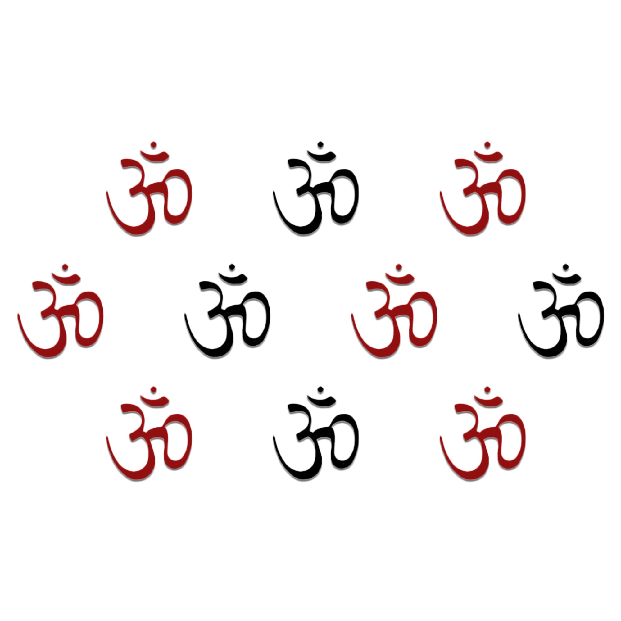 Comet Busters red and black Om symbol designer bindi sheet featuring sacred ॐ (Om) spiritual bindis. Reusable self-adhesive bindis for women and girls, perfect for daily devotion, temple visits, meditation, yoga, puja, Mahashivratri, Navratri, Diwali, religious ceremonies, cultural events, and pairing with sarees, lehengas, salwar suits, and other traditional ethnic wear.