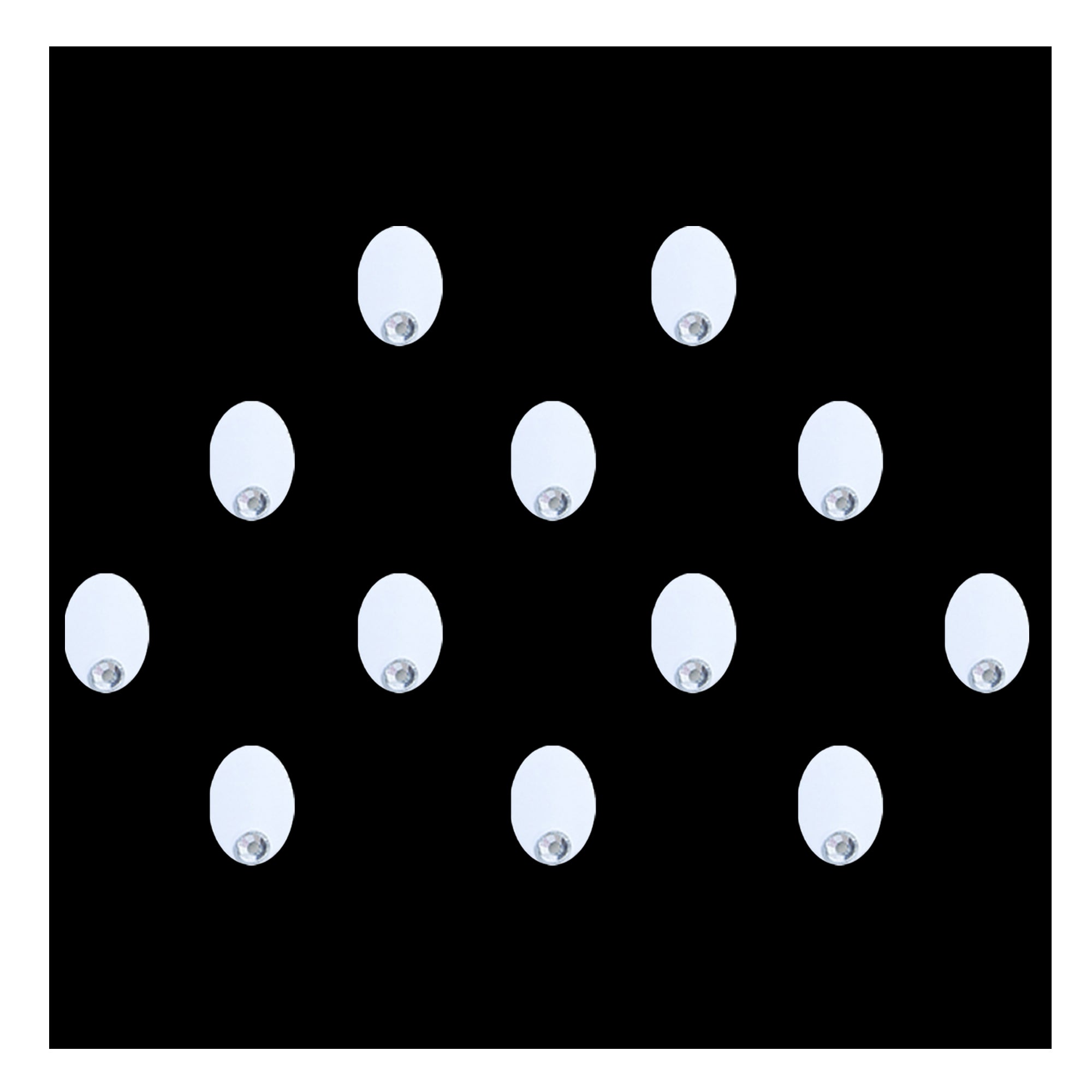 Comet Busters Oval crystal designer bindis featuring a modern geometric silver design with a sparkling crystal accent. Self-adhesive fashion bindis ideal for festive, ethnic, traditional, and contemporary styling.