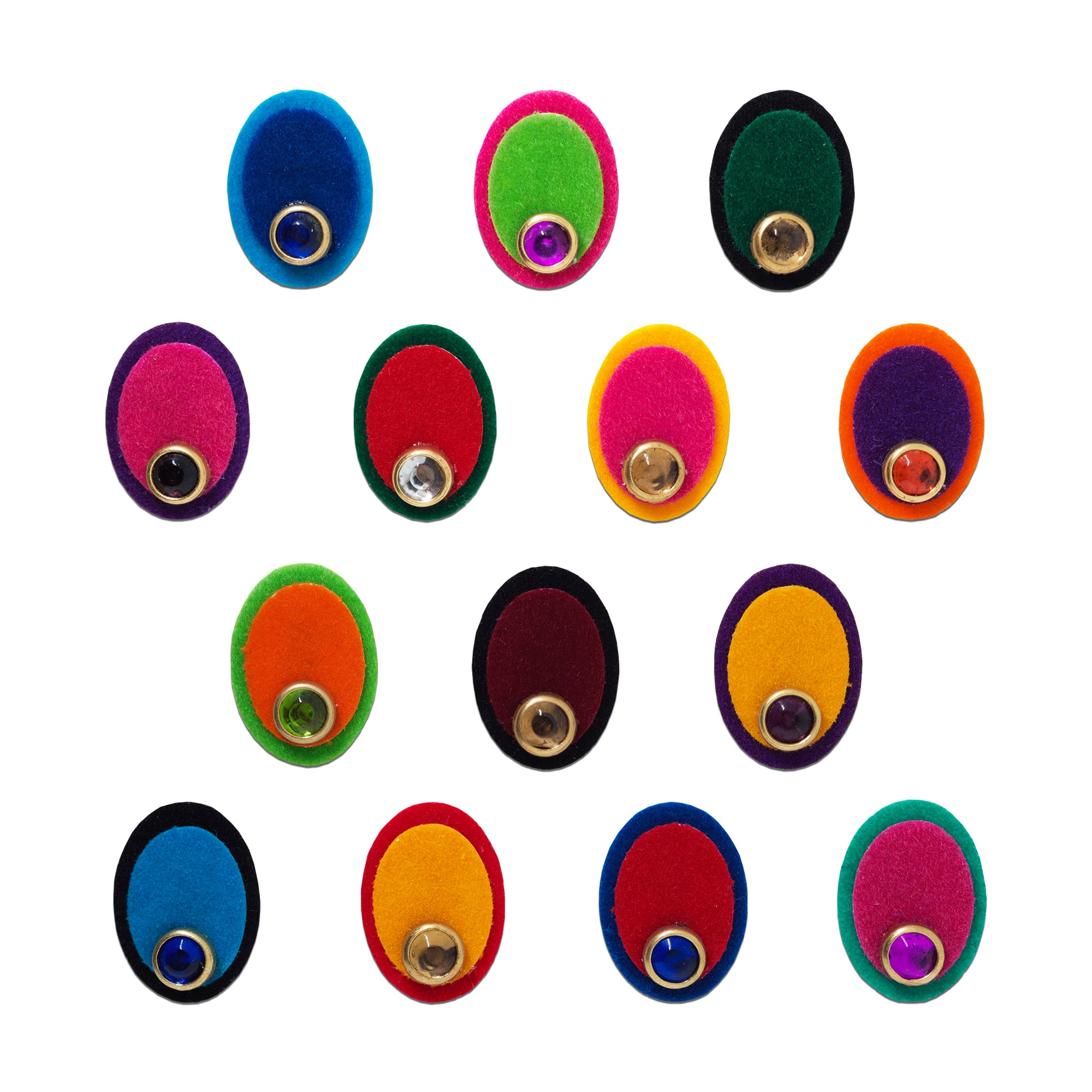 Indira by Comet Busters® Premium Multicolor Oval Velvet Stone Bindi | Minimal Designer Oval Bindis for Women & Girls