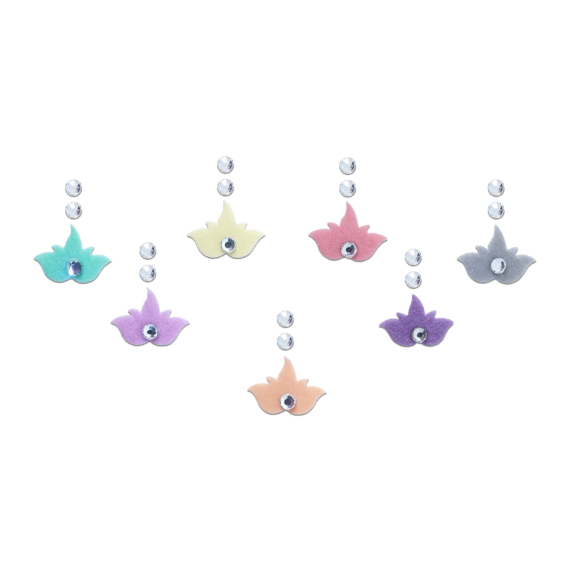 Multicolor lotus shape fancy Bindi with crystals