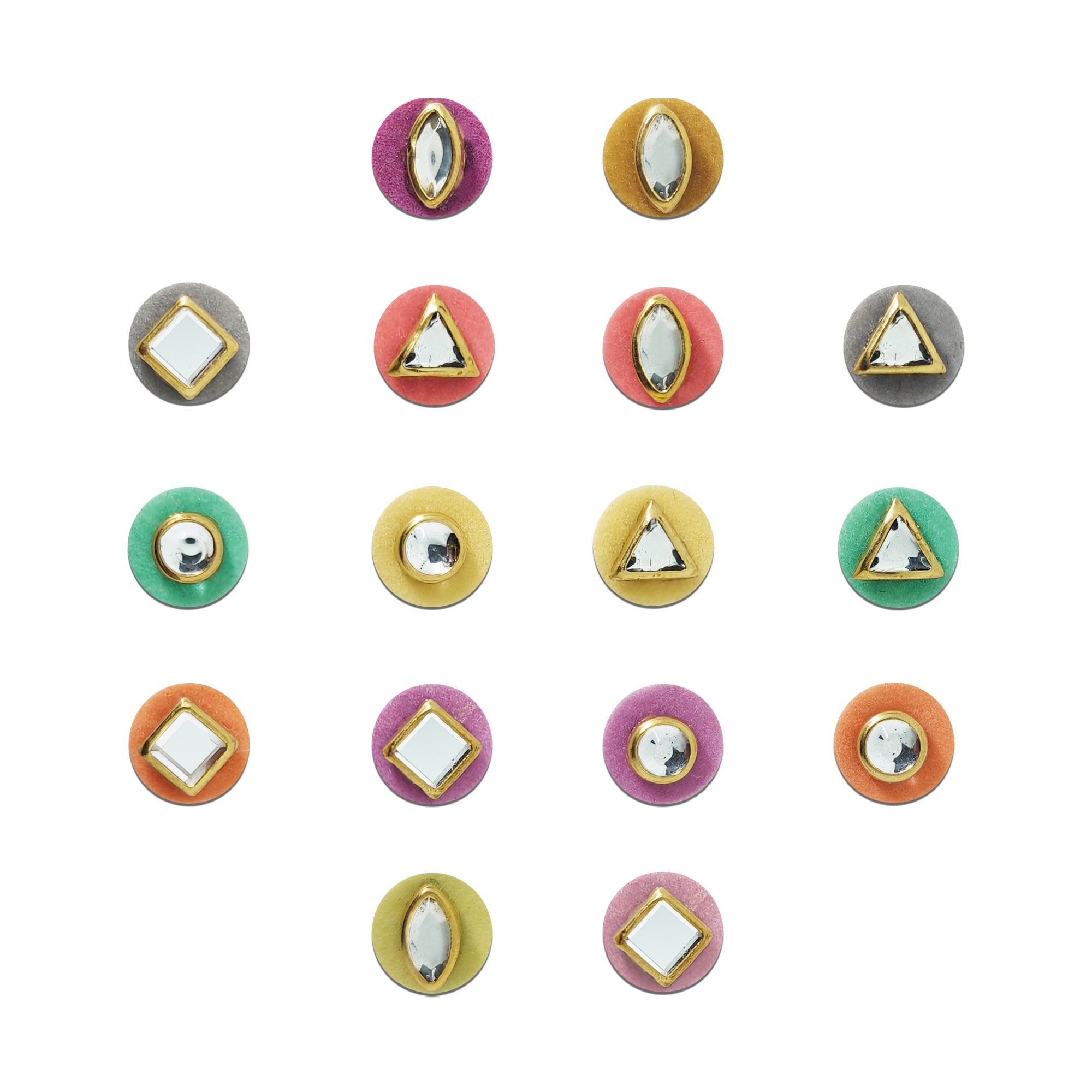 Indira by Comet Busters® Pastel Mirror Stone Designer Bindi Collection | Premium Velvet Crystal Bindis for Women & Girls