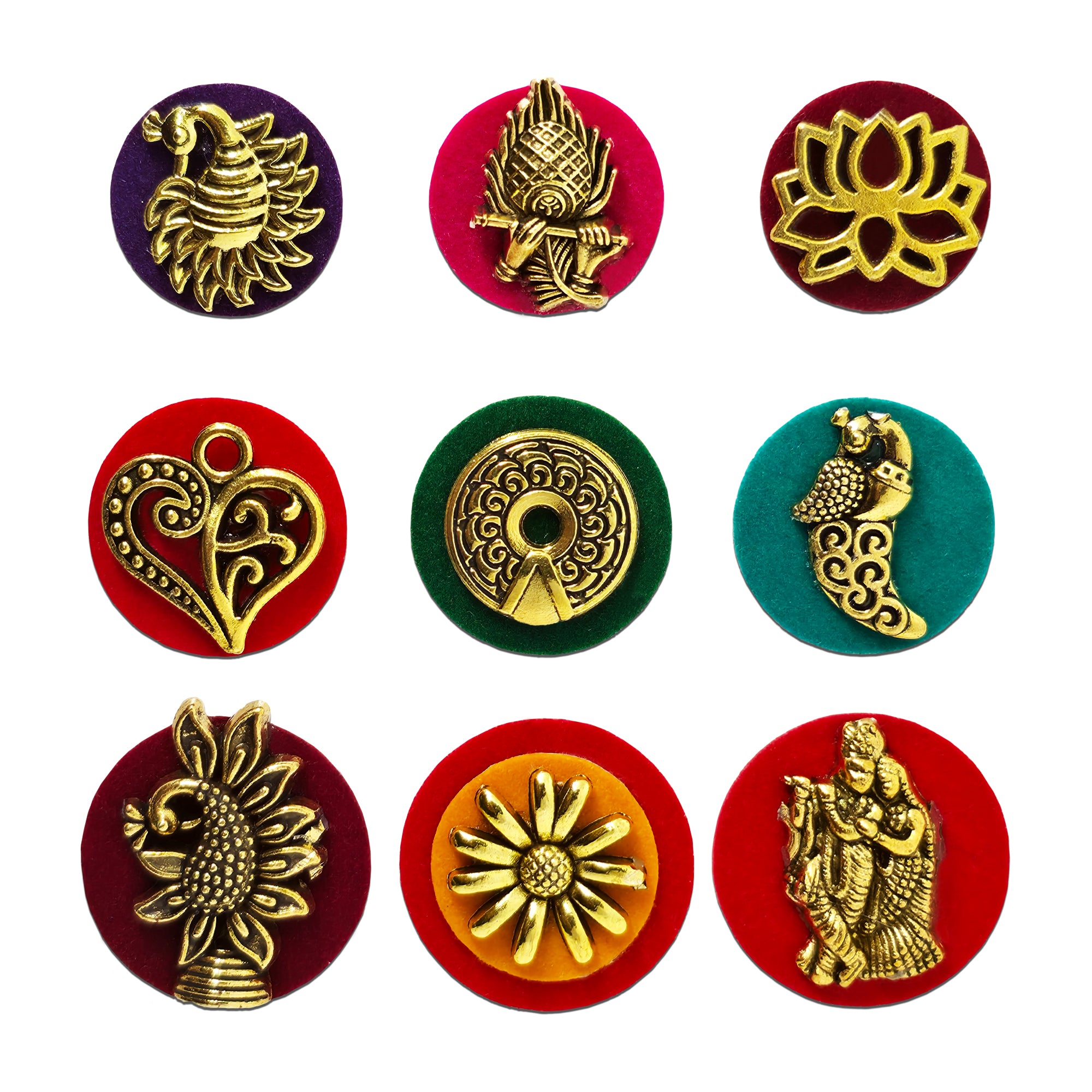 Indira by Comet Busters® Premium Heritage Designer Bindi Collection | Peacock, Lotus, Radha Krishna, Floral & Ornamental Velvet Bindis for Women & Girls