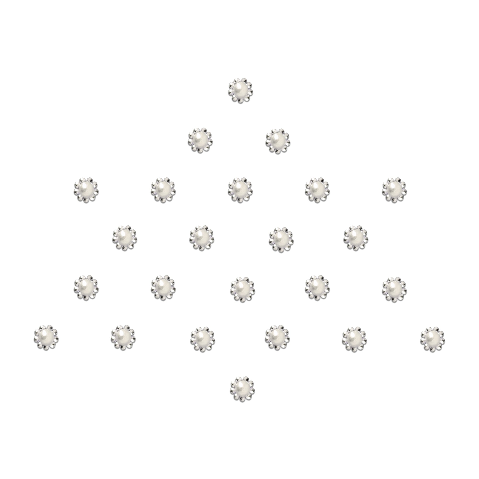 Comet Busters Pearl Floral Designer Bindi | White Pearl Silver Beaded Self-Adhesive Bindi for Women & Girls